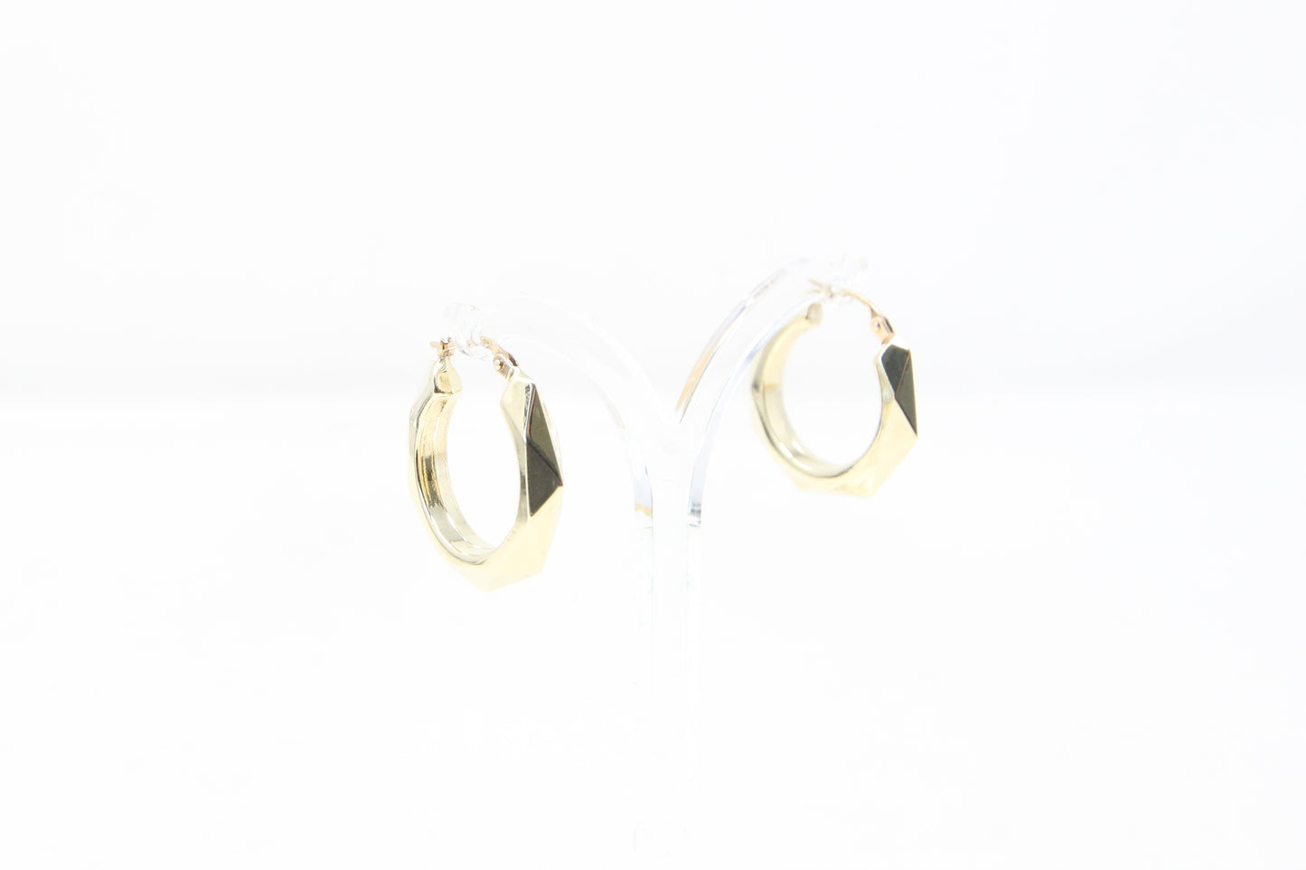 Vintage UnoAErre Hallmarked Solid 9ct 9k Gold Large Octagon Hoop Earrings Hoops 3.6g