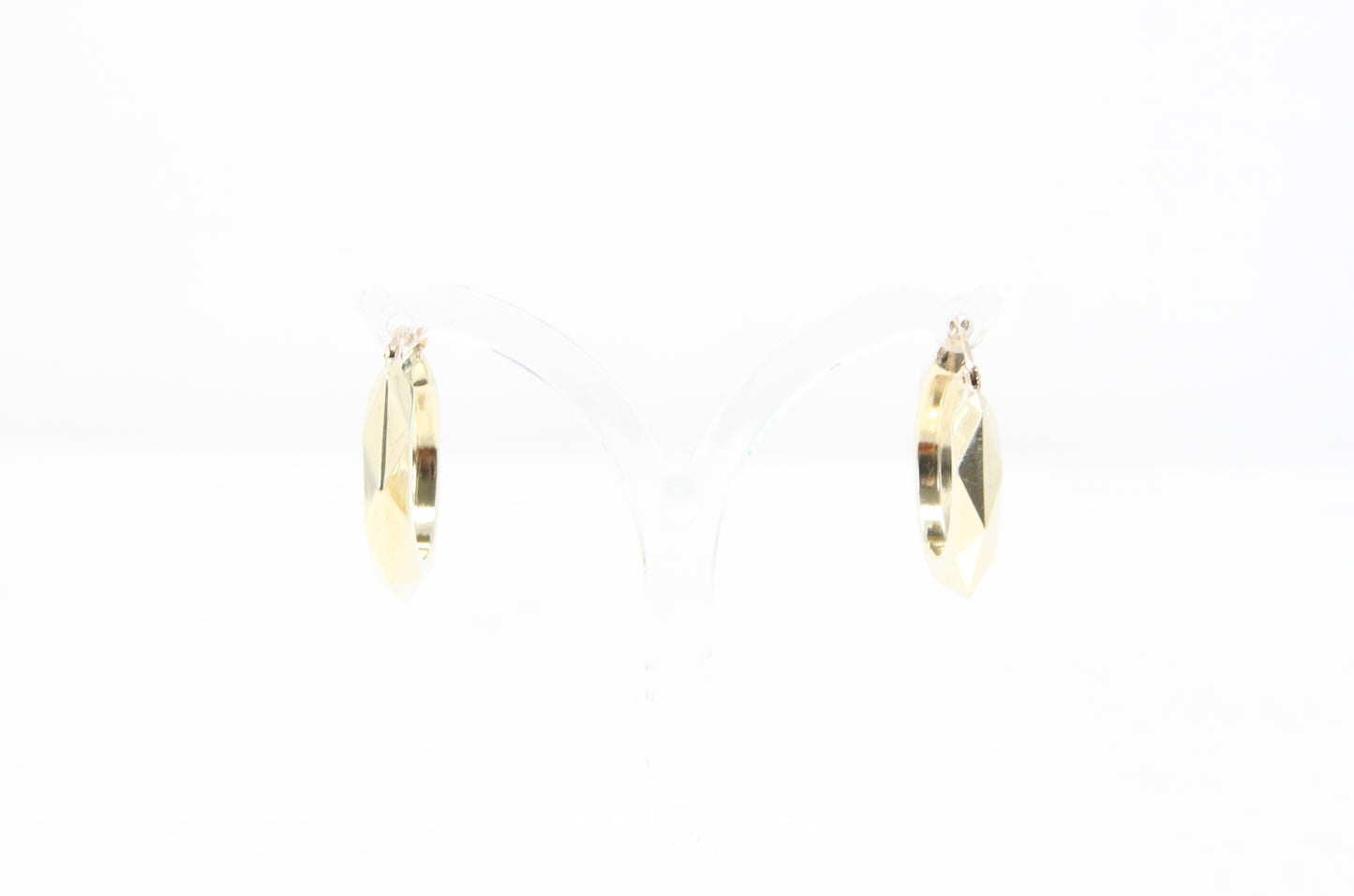Vintage UnoAErre Hallmarked Solid 9ct 9k Gold Large Octagon Hoop Earrings Hoops 3.6g