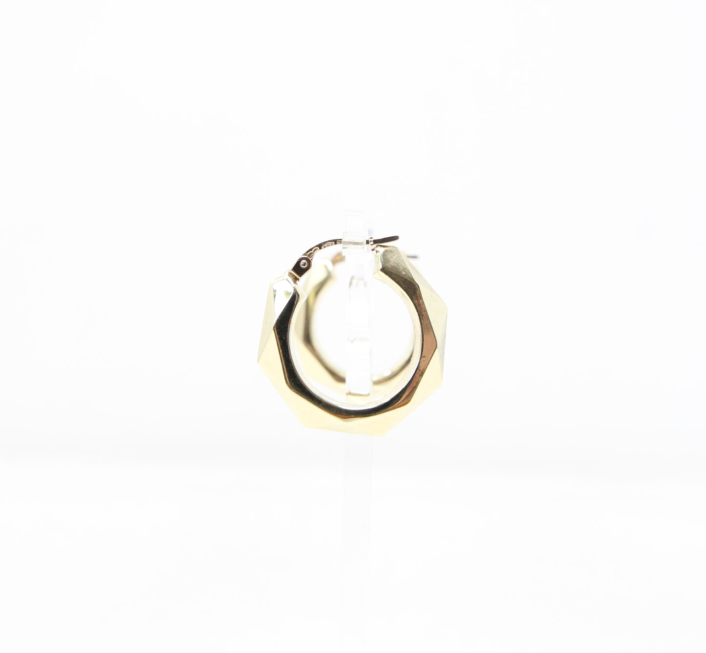 Vintage UnoAErre Hallmarked Solid 9ct 9k Gold Large Octagon Hoop Earrings Hoops 3.6g