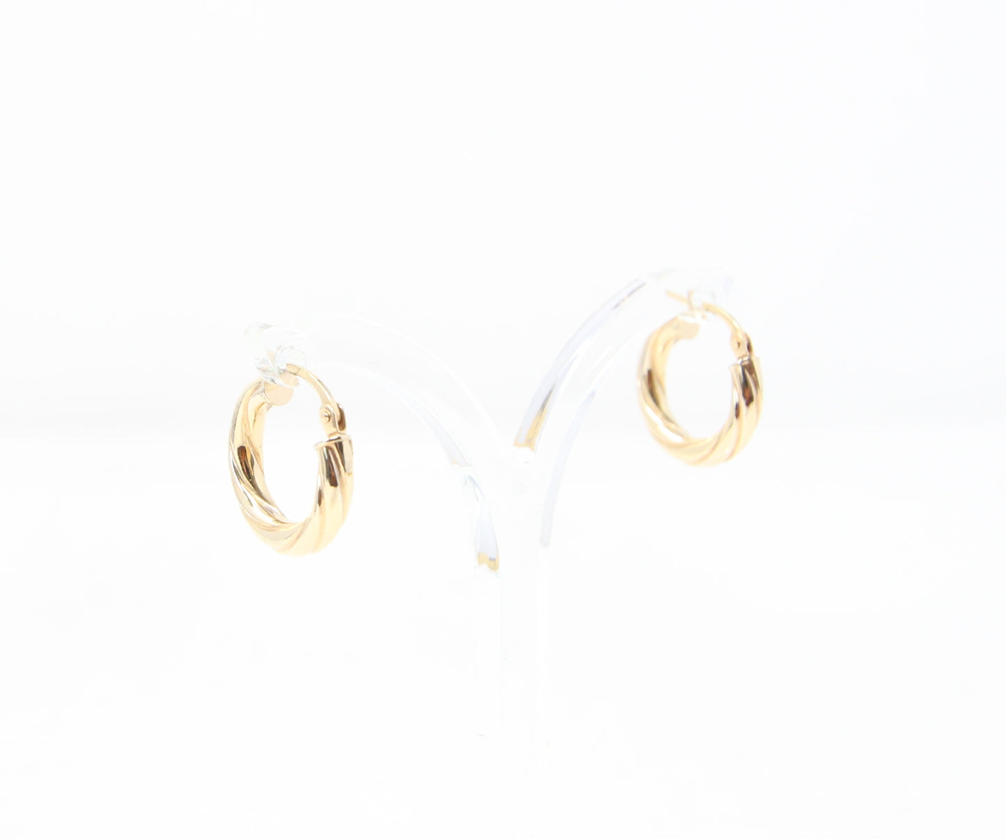 Vintage UnoAErre Hallmarked Solid 9ct 9k Gold Twisted Hoop Huggie Earrings Hoops