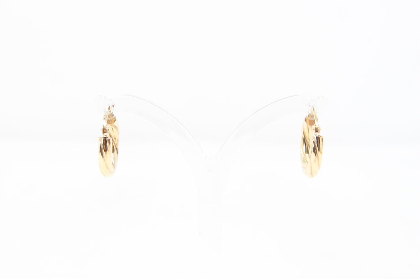 Vintage UnoAErre Hallmarked Solid 9ct 9k Gold Twisted Hoop Huggie Earrings Hoops