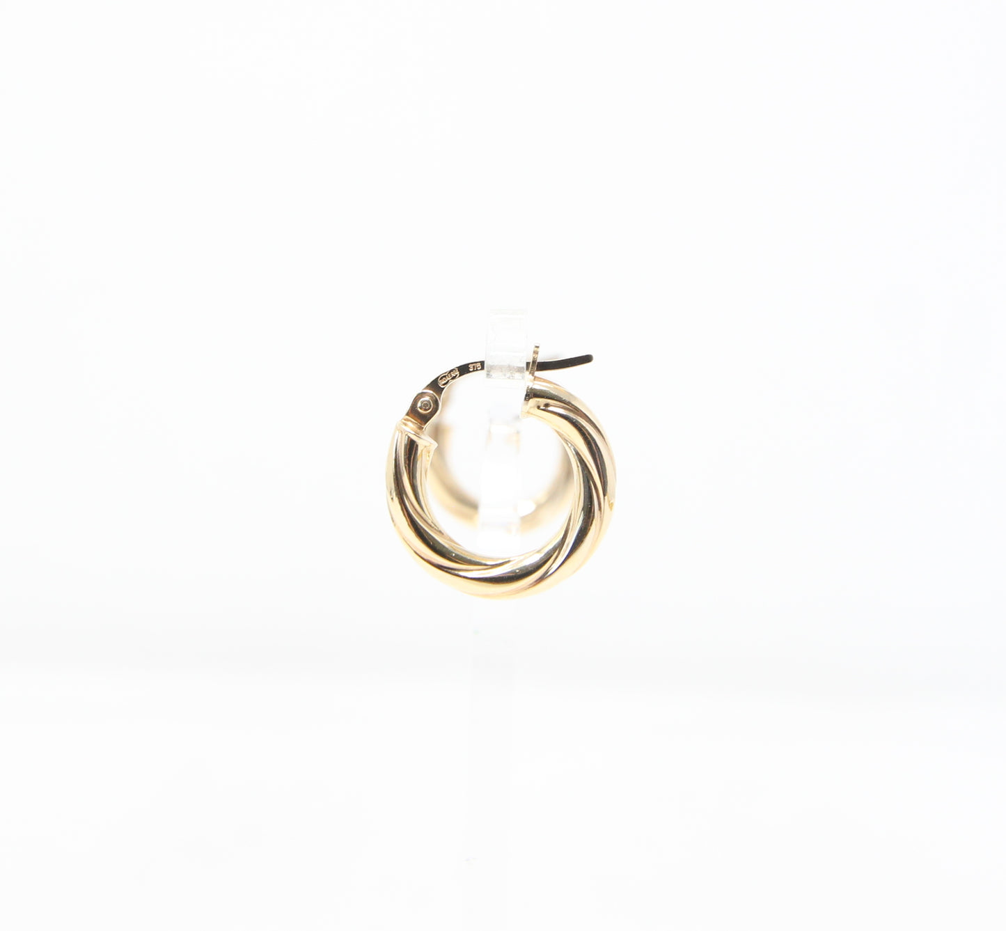 Vintage UnoAErre Hallmarked Solid 9ct 9k Gold Twisted Hoop Huggie Earrings Hoops