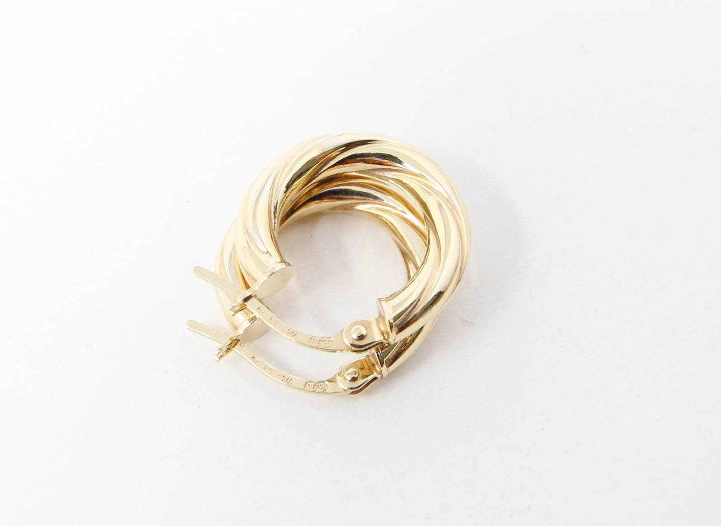 Vintage UnoAErre Hallmarked Solid 9ct 9k Gold Twisted Hoop Huggie Earrings Hoops