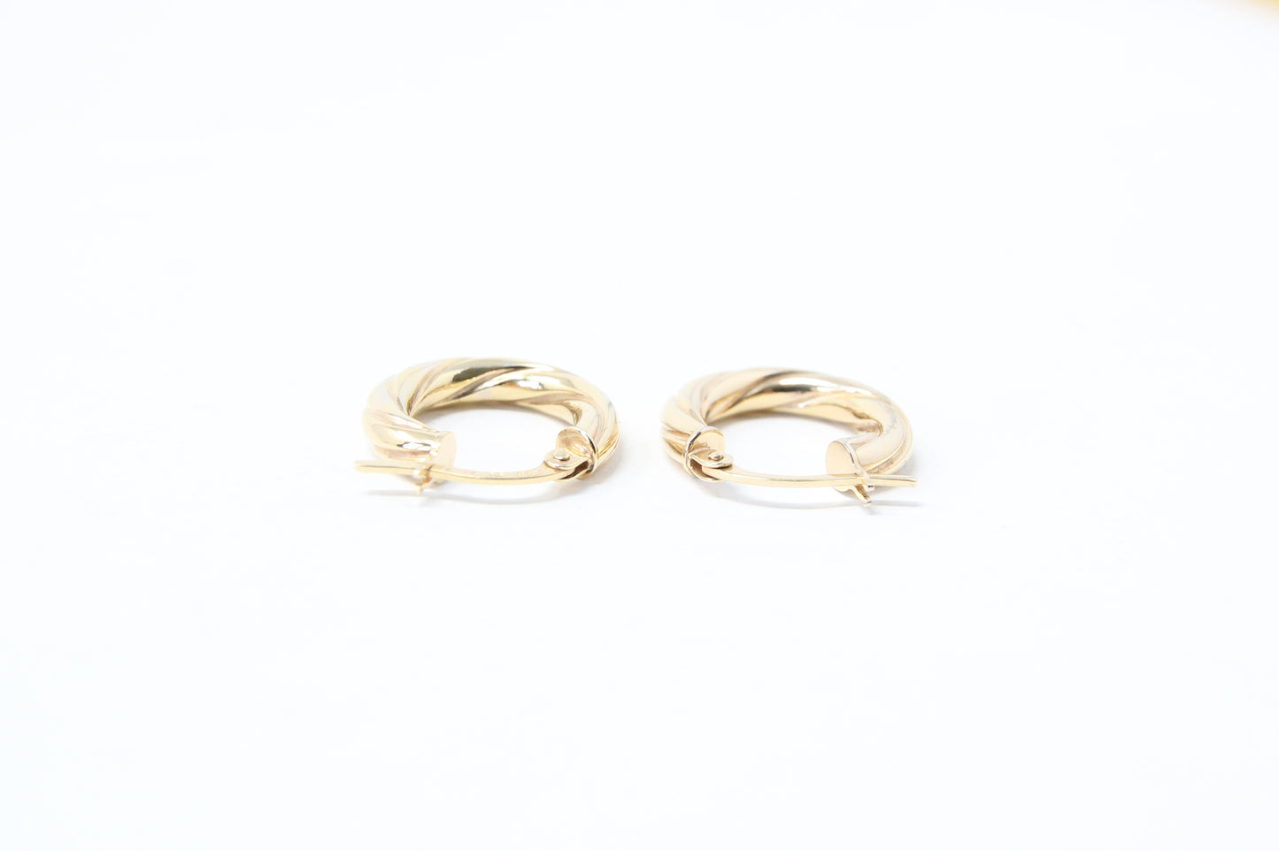 Vintage UnoAErre Hallmarked Solid 9ct 9k Gold Twisted Hoop Huggie Earrings Hoops