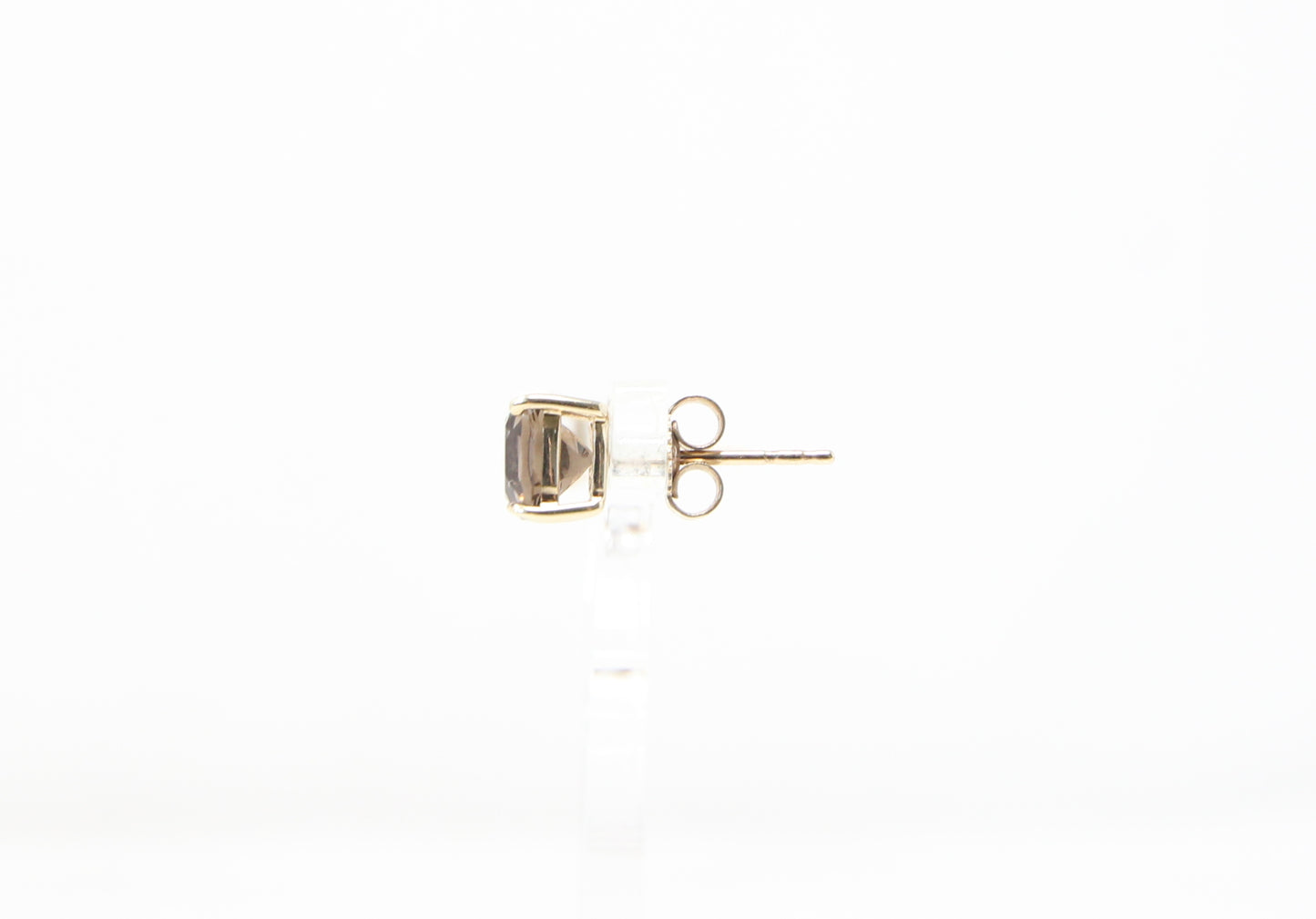 Vintage Hallmarked Solid 9ct 9k Gold 1.5Ct Smoky Quartz Solitaire Stud Earrings
