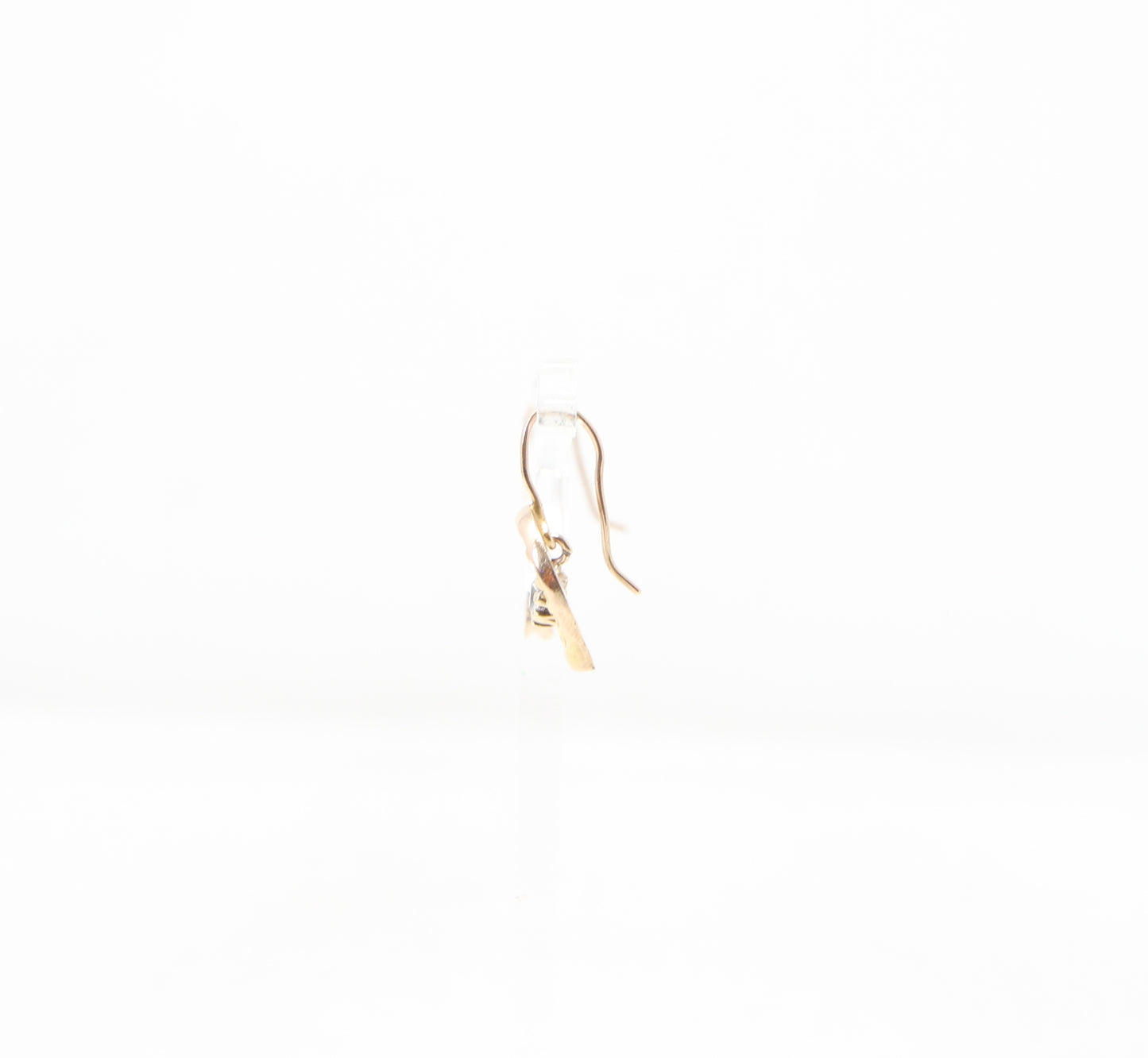 Vintage Solid 9ct 9k Gold Horse Shoe Glass Crystal Hook Earrings
