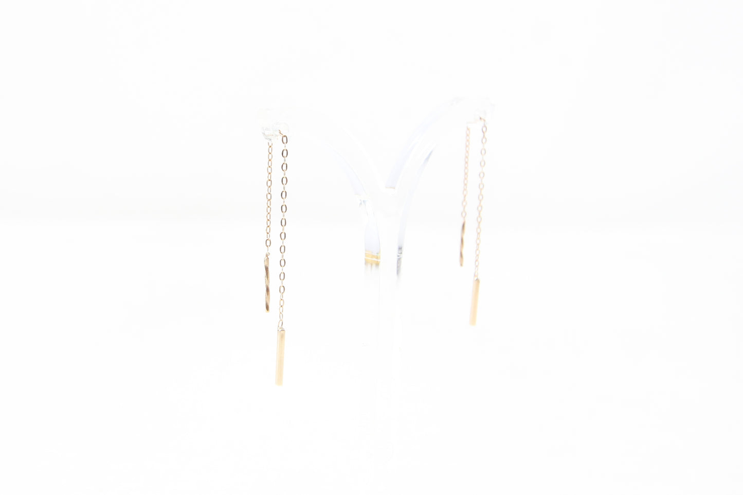 Vintage 1985 Hallmarked Solid 9ct 9k Gold Threader Cable Chain Drop Earrings