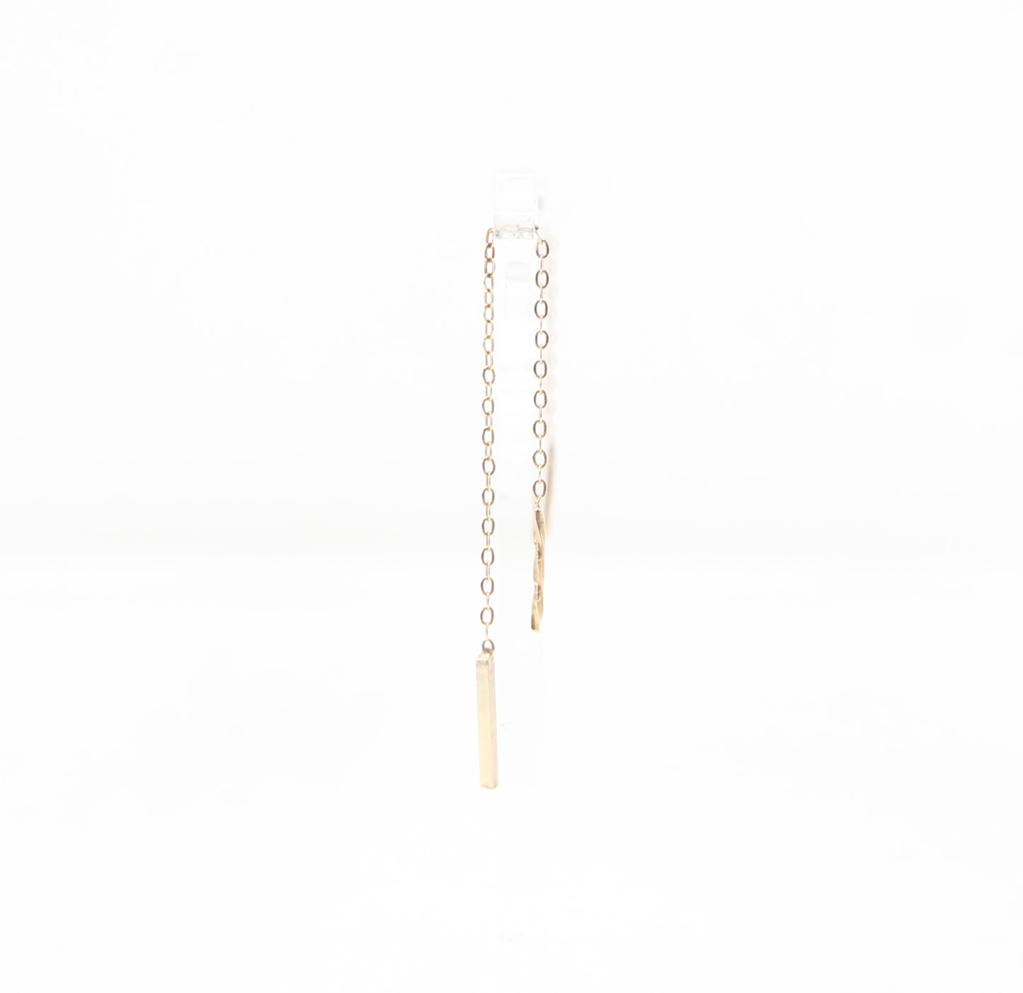 Vintage 1985 Hallmarked Solid 9ct 9k Gold Threader Cable Chain Drop Earrings