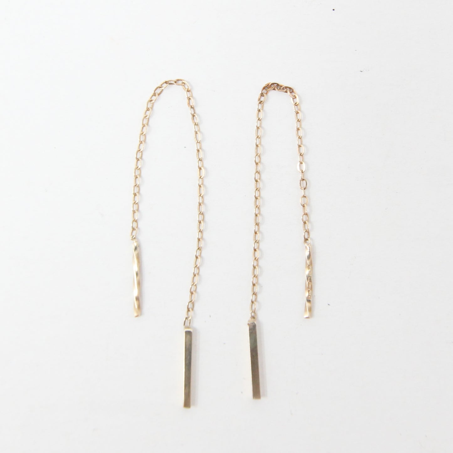 Vintage 1985 Hallmarked Solid 9ct 9k Gold Threader Cable Chain Drop Earrings