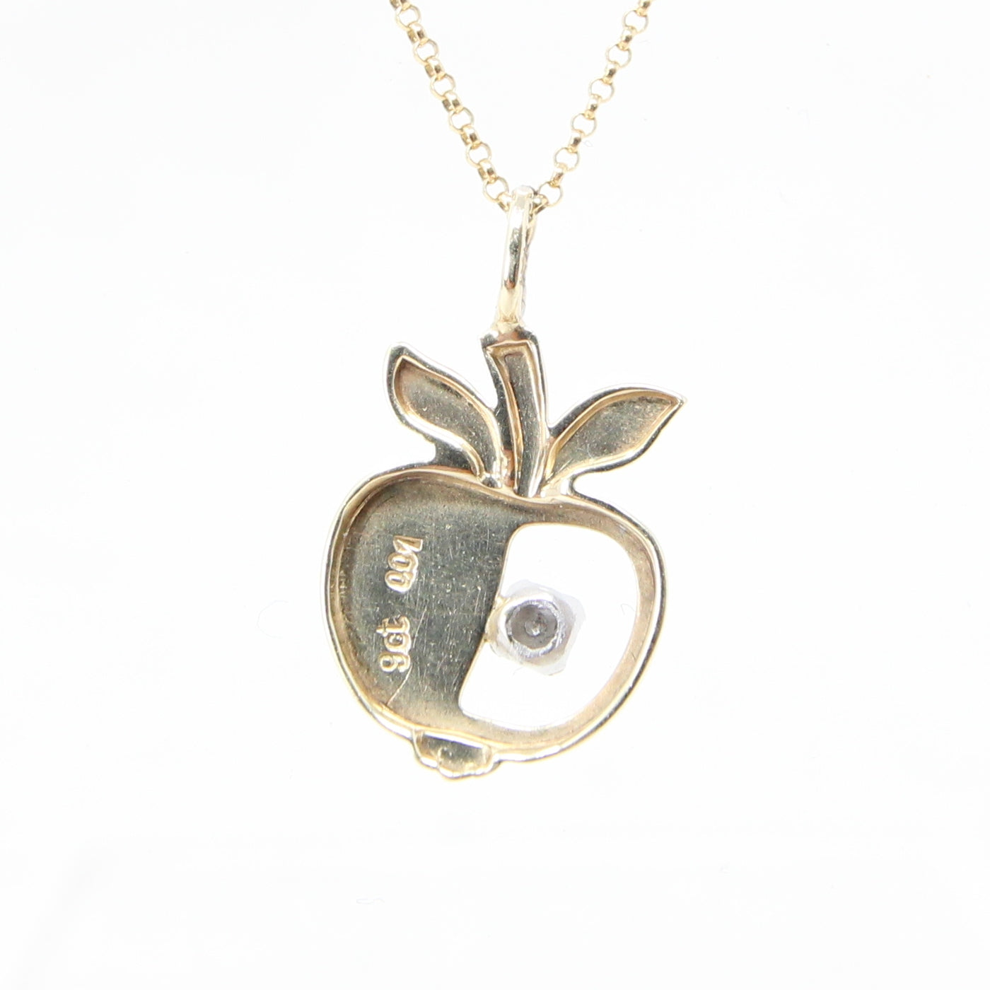 Vintage 1978 English Hallmarked Solid 9ct Gold Diamond Apple Pendant