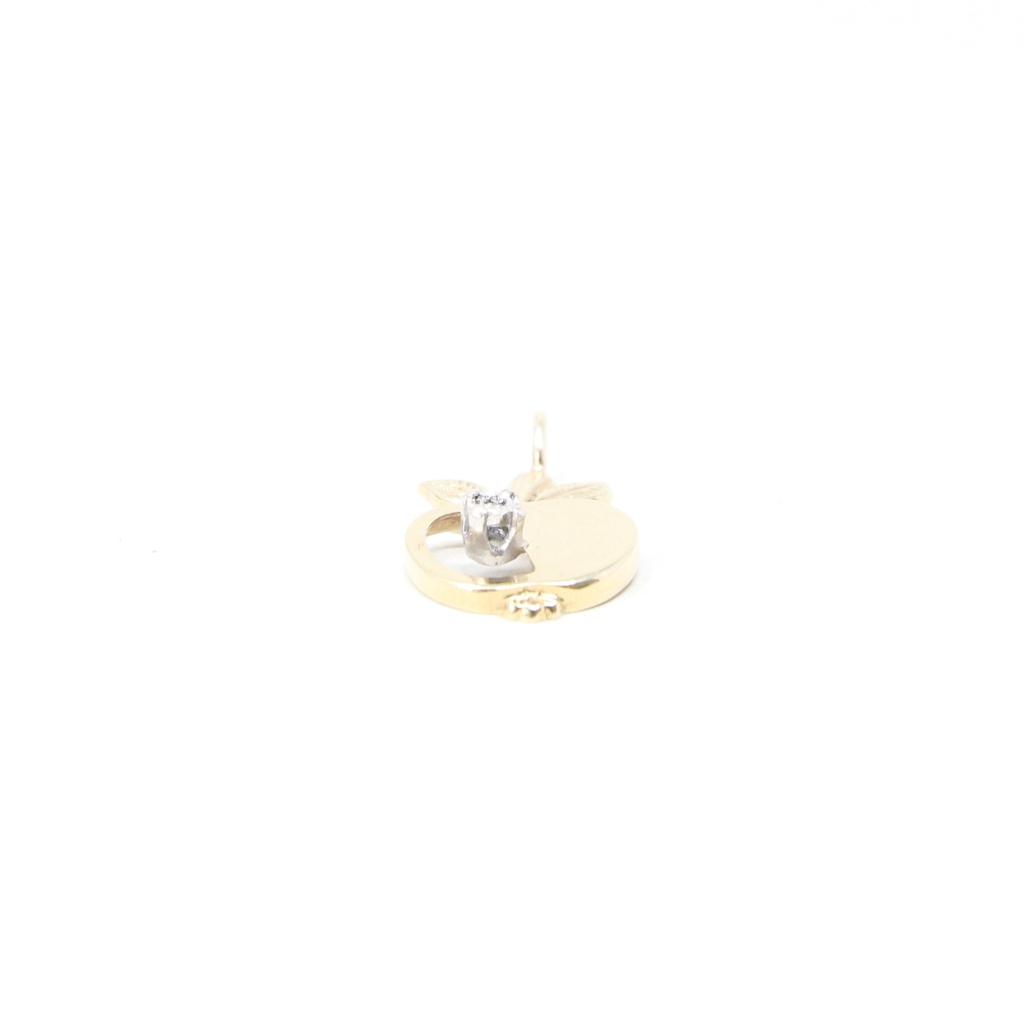 Vintage 1978 English Hallmarked Solid 9ct Gold Diamond Apple Pendant