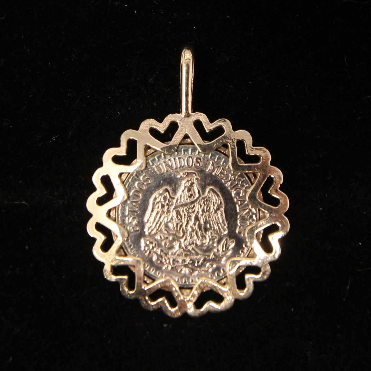 Vintage 1978 English Hallmarked Solid 9ct Gold 1945 Dos Pesos Coin Medallion Pendant