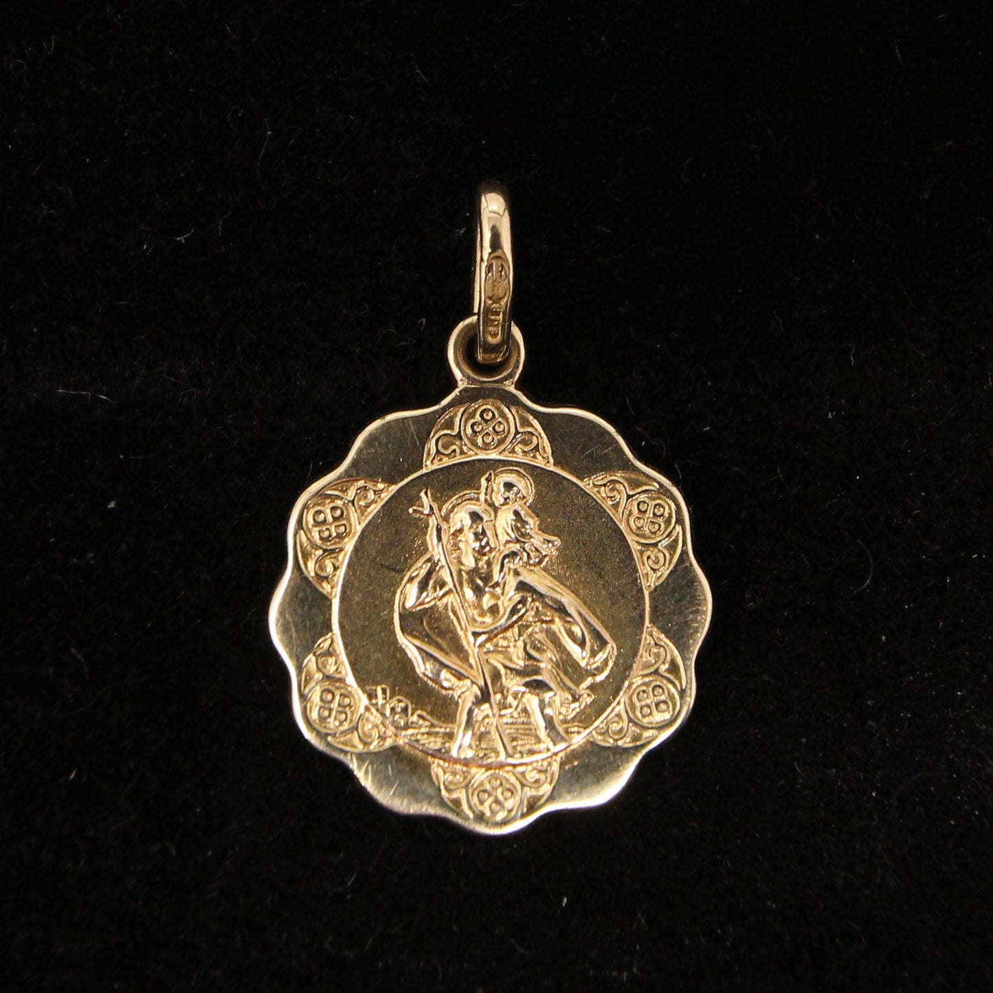 Vintage UnoAErre 1986 Hallmarked Solid 9ct 9k Gold St Christopher Coin Medallion Pendant