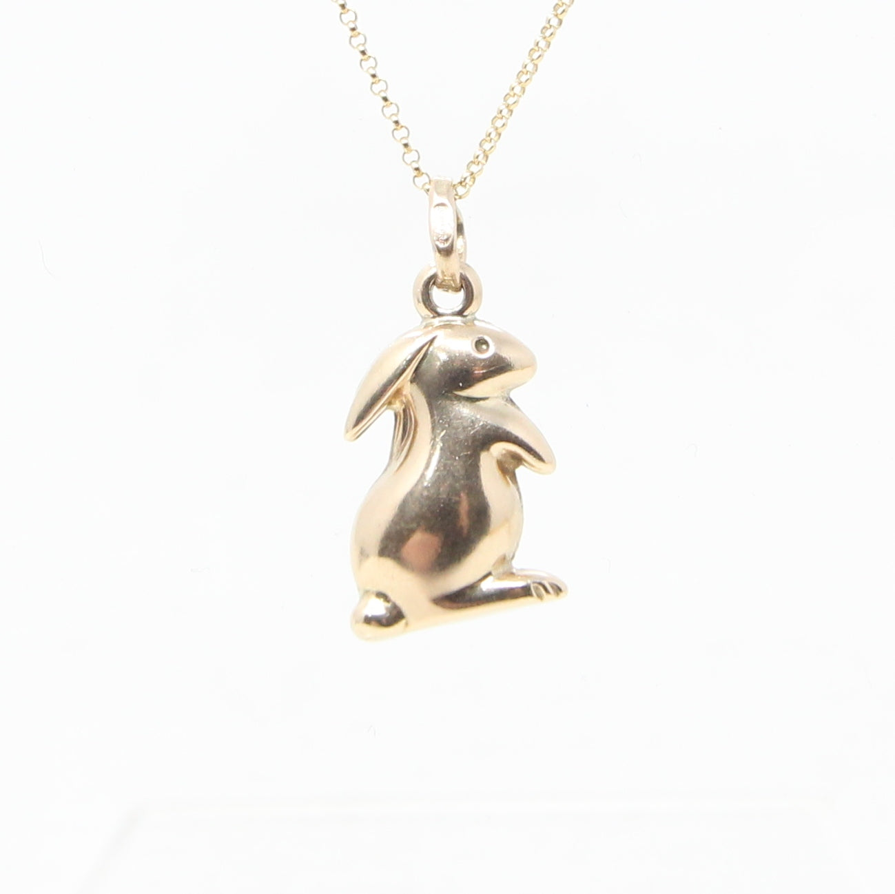 Vintage UnoAErre Hallmarked Solid 9ct 9k Gold Puffy Rabbit Pendant