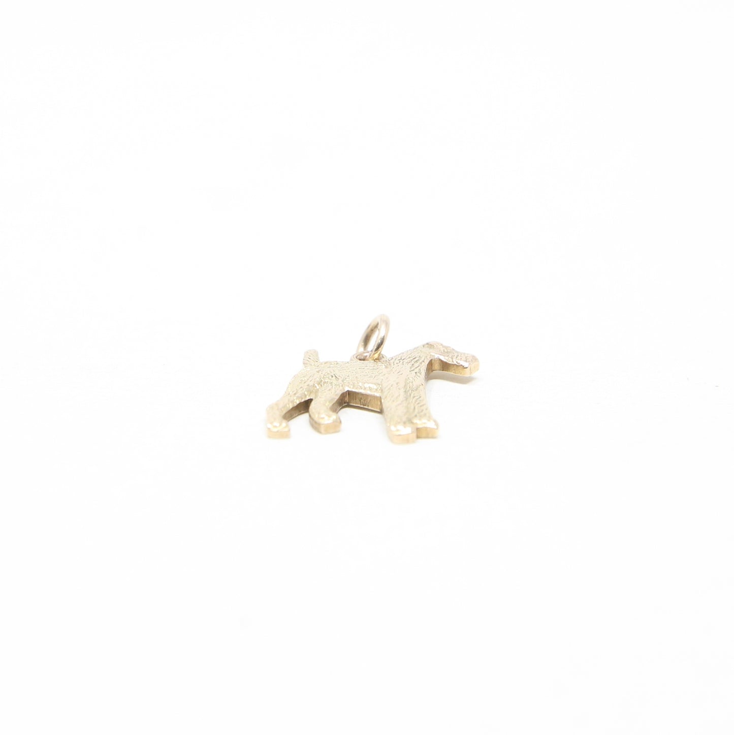 Vintage 1973 English Hallmarked Solid 9ct Gold Airedale Fox Irish Terrier Pendant Charm