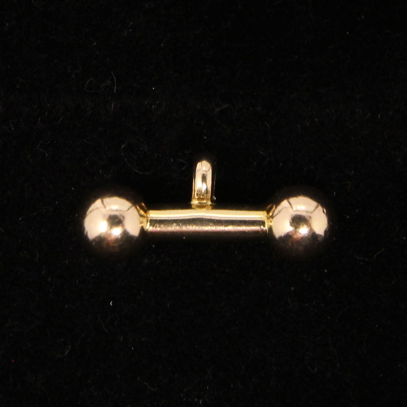 Vintage 1960's Solid 9ct Gold Puffy T Bar Dumb Bell Pendant Charm