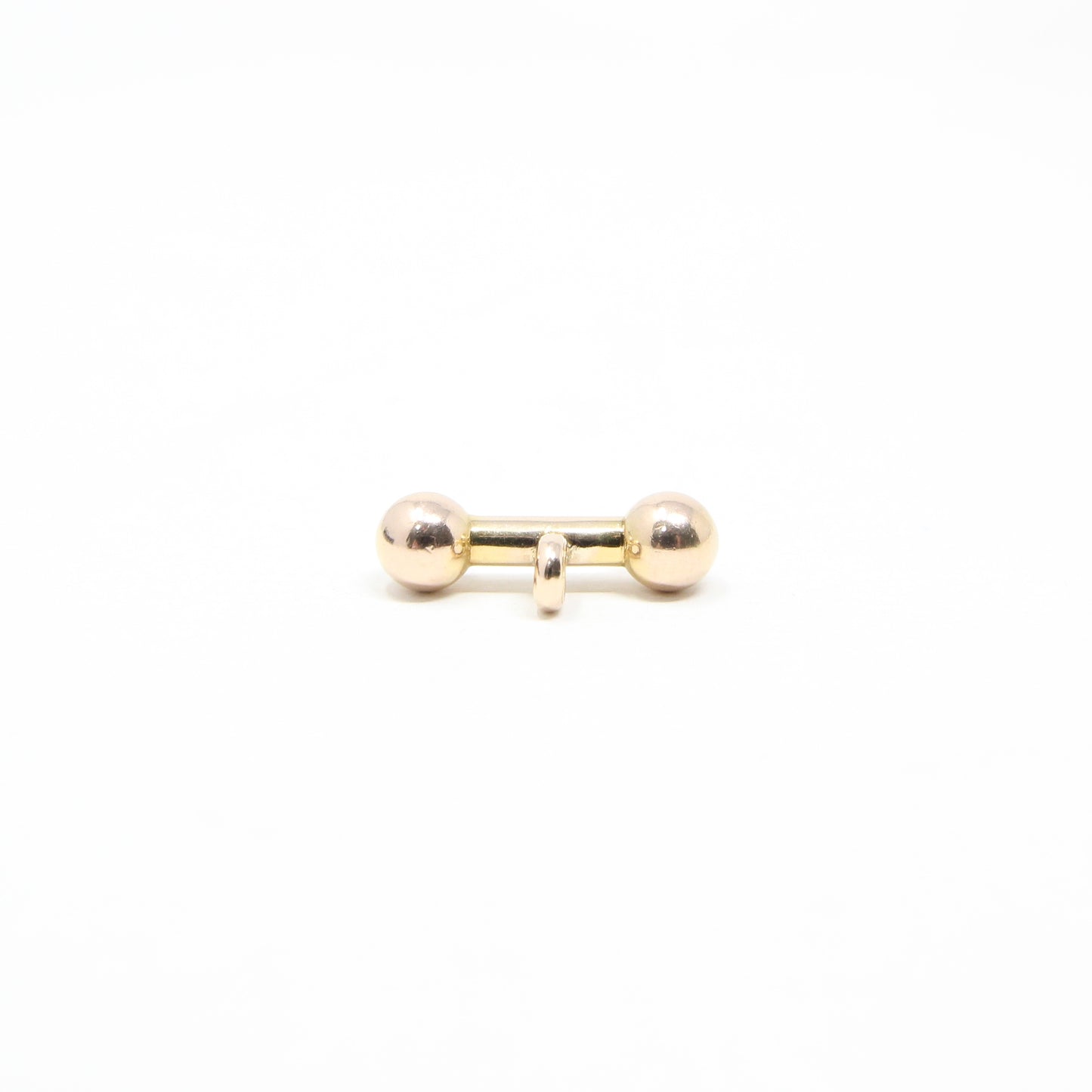 Vintage 1960's Solid 9ct Gold Puffy T Bar Dumb Bell Pendant Charm