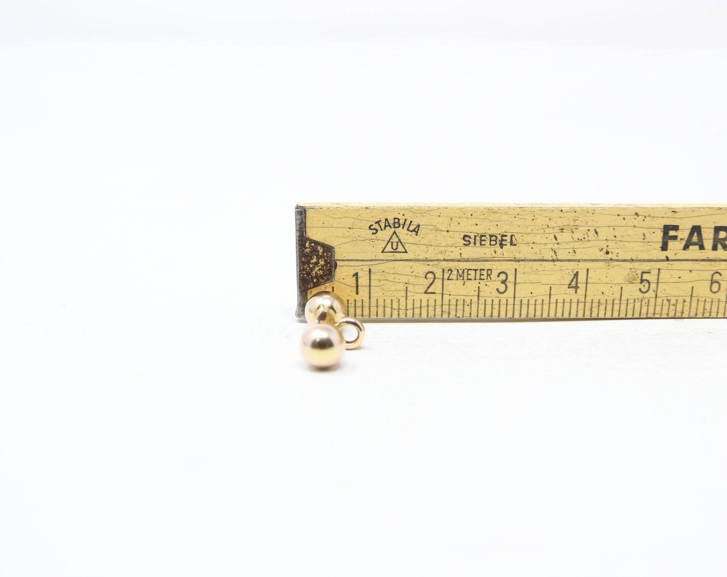 Vintage 1960's Solid 9ct Gold Puffy T Bar Dumb Bell Pendant Charm