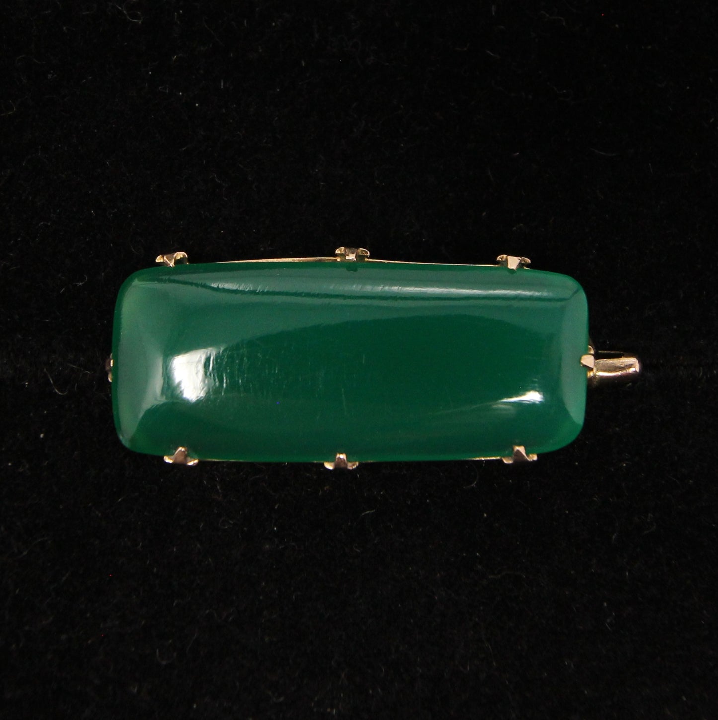 Antique Victorian Hallmarked Solid 9ct 9k Gold Green Agate Cabochon Brooch Pin