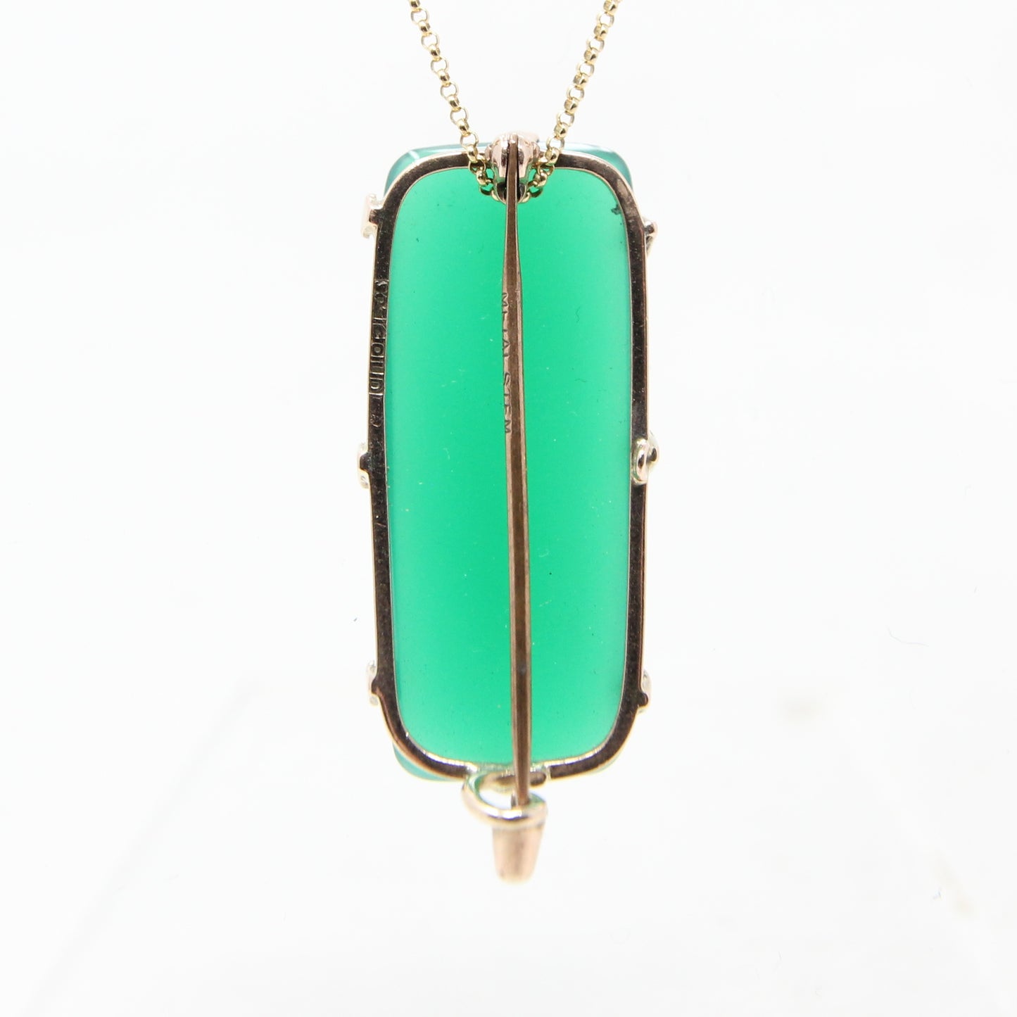Antique Victorian Hallmarked Solid 9ct 9k Gold Green Agate Cabochon Brooch Pin