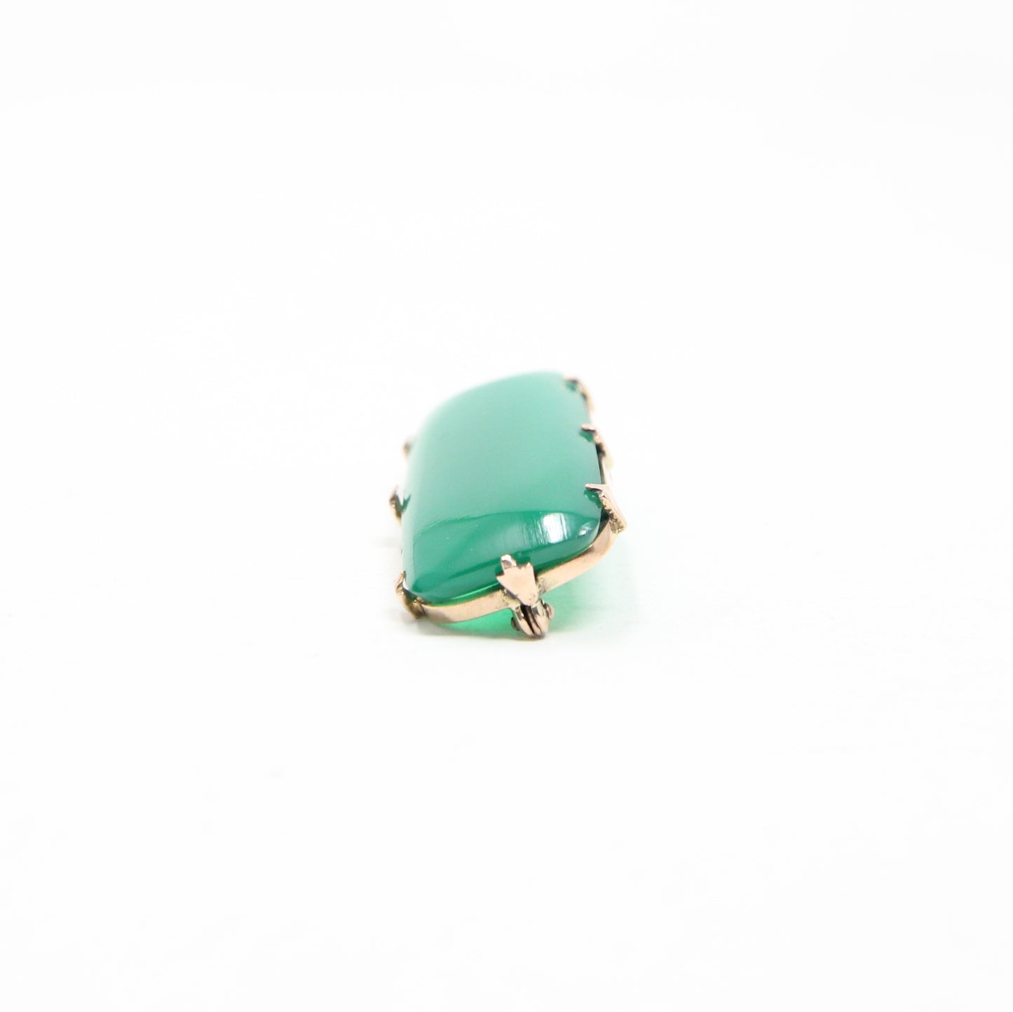 Antique Victorian Hallmarked Solid 9ct 9k Gold Green Agate Cabochon Brooch Pin