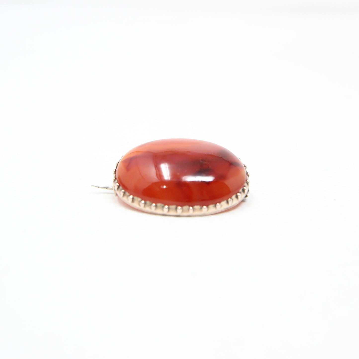 Antique Victorian Solid 9ct 9k Gold Carnelian Cabochon Brooch Pin