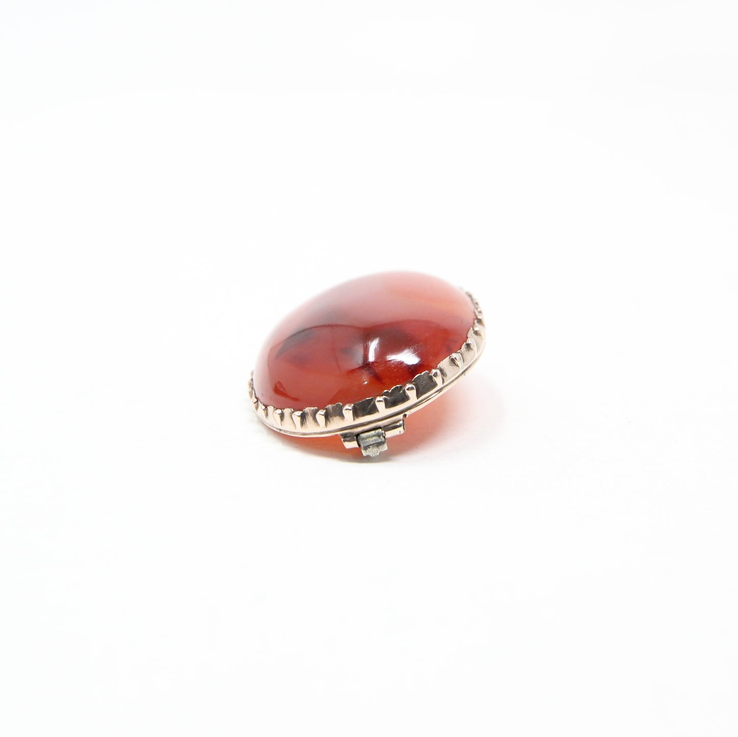 Antique Victorian Solid 9ct 9k Gold Carnelian Cabochon Brooch Pin