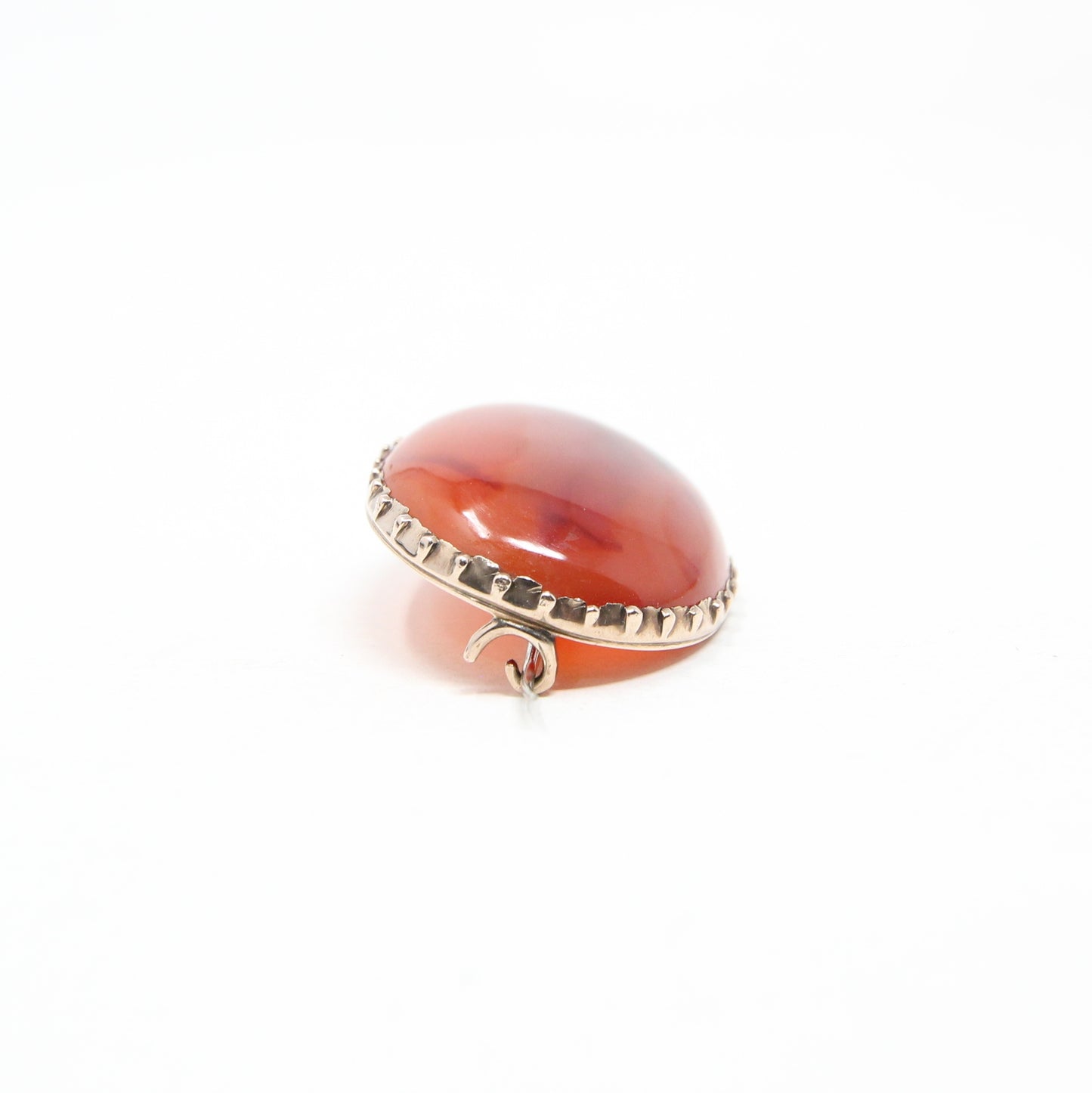 Antique Victorian Solid 9ct 9k Gold Carnelian Cabochon Brooch Pin