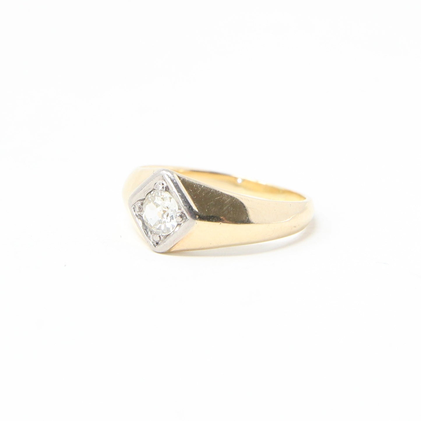 Antique Art Deco Solid 18ct 18k Gold Old Cut 0.35Ct Diamond Gypsy Solitaire Ring Size O