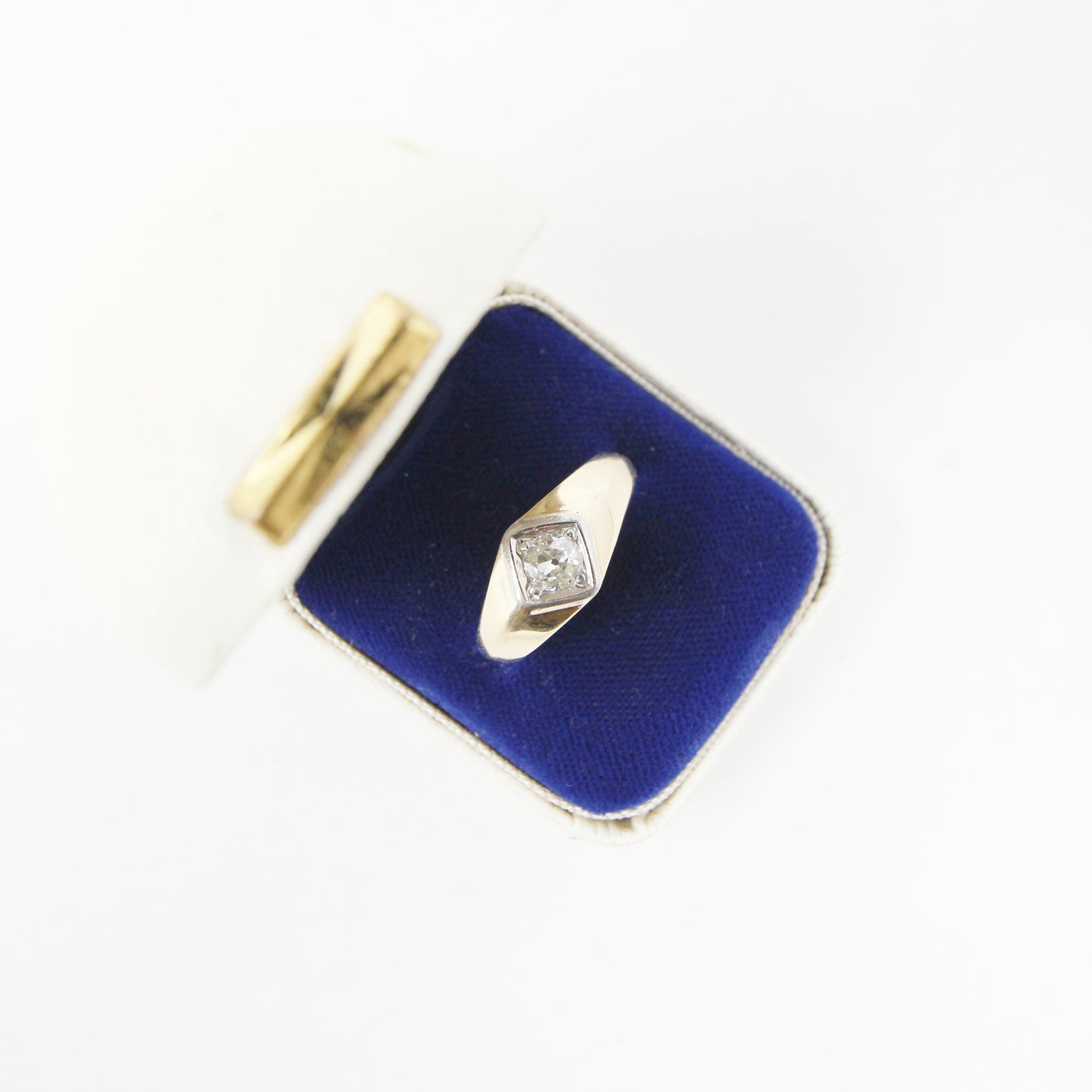 Antique Art Deco Solid 18ct 18k Gold Old Cut 0.35Ct Diamond Gypsy Solitaire Ring Size O