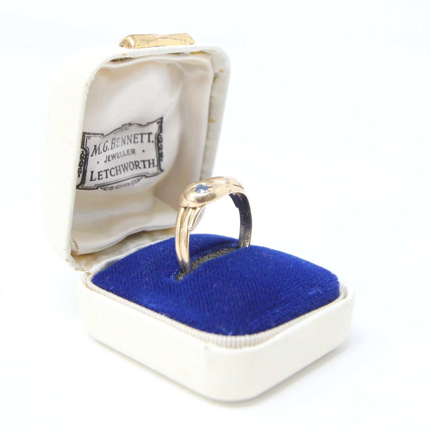 Antique 1915 Chester Hallmarked Solid 18ct 18k Gold Diamond Sapphire Snake Ring Size O