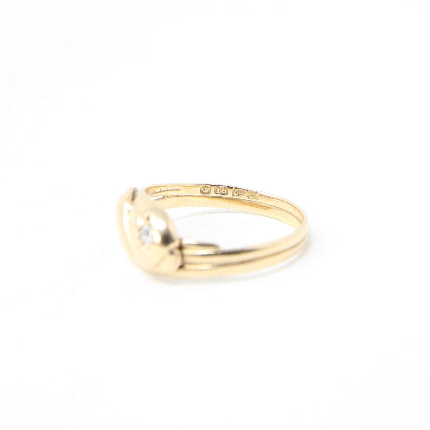 Antique 1915 Chester Hallmarked Solid 18ct 18k Gold Diamond Sapphire Snake Ring Size O