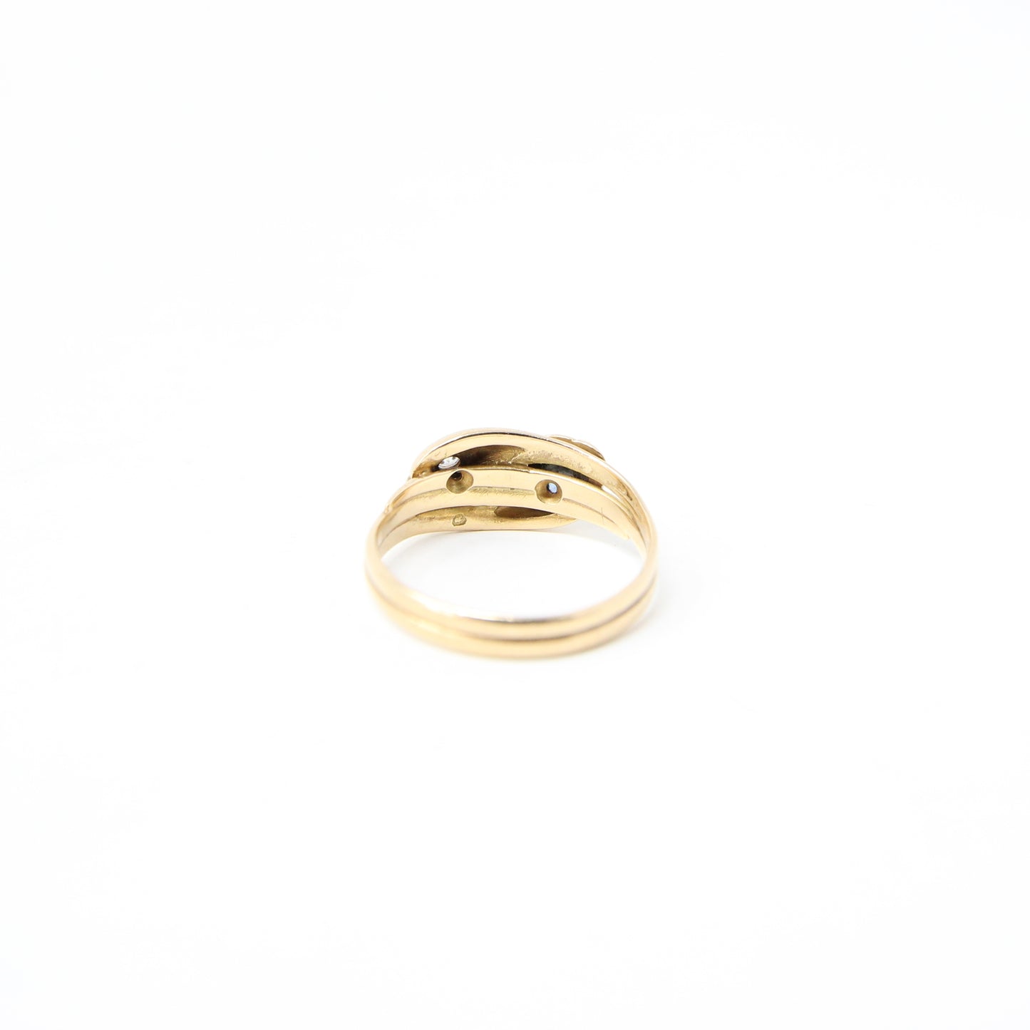 Antique 1915 Chester Hallmarked Solid 18ct 18k Gold Diamond Sapphire Snake Ring Size O
