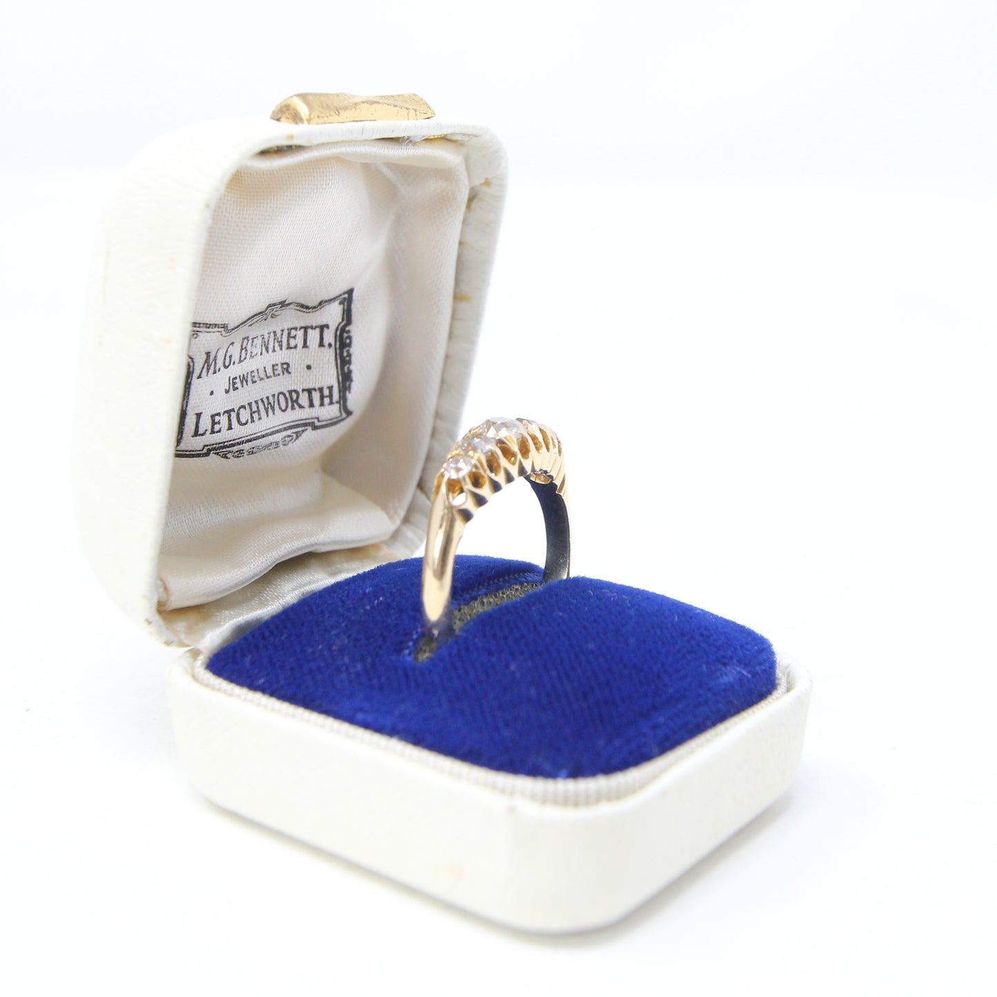 Antique 1905 Chester Hallmarked Solid 18ct 18k Gold 0.55Ct Diamond Gypsy Ring Size N 1/2