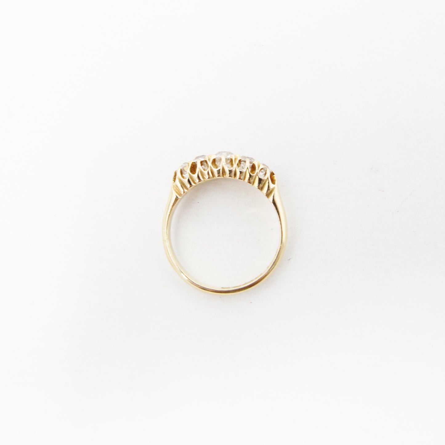 Antique 1905 Chester Hallmarked Solid 18ct 18k Gold 0.55Ct Diamond Gypsy Ring Size N 1/2