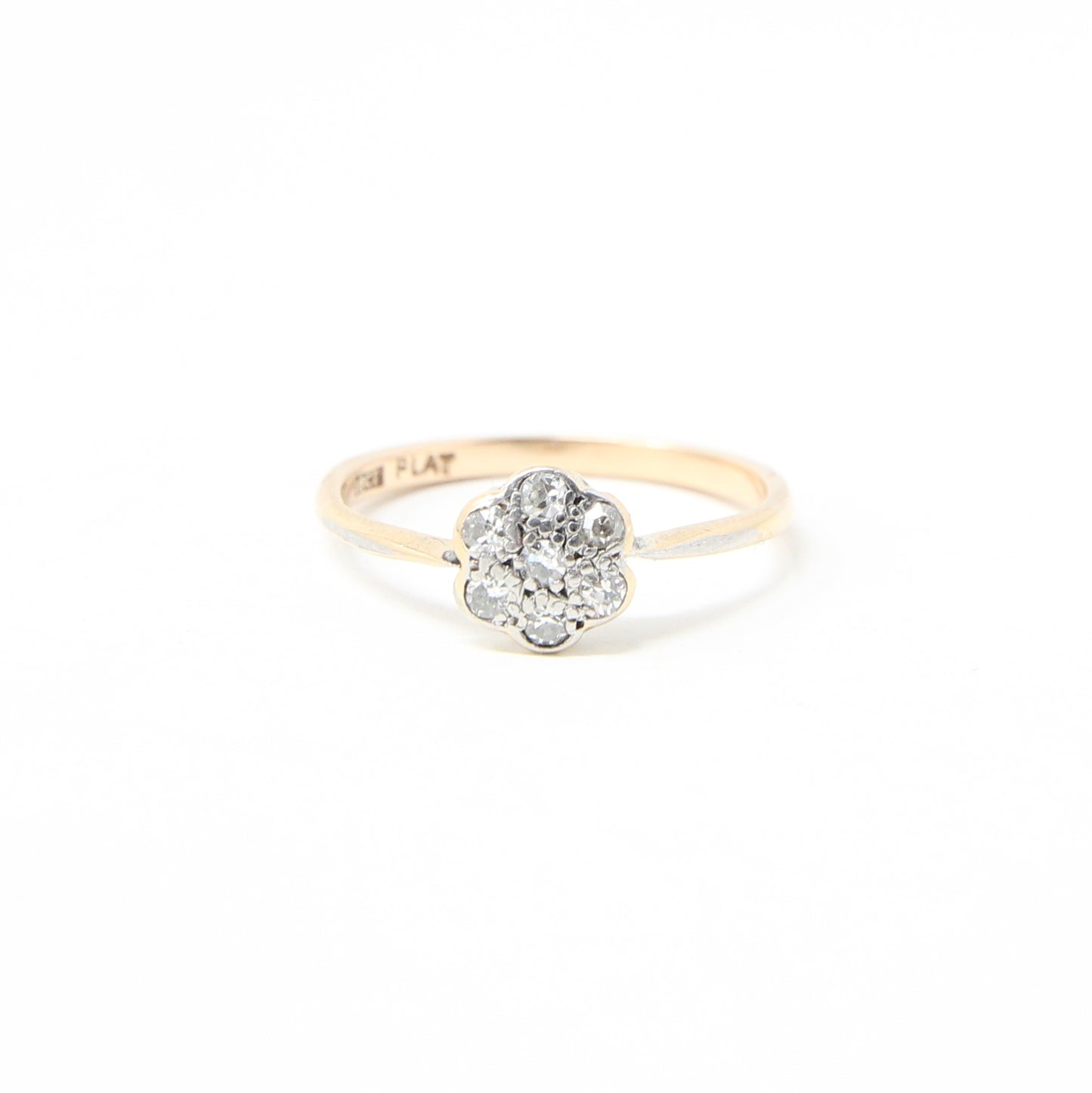 Antique Edwardian Hallmarked Solid 18ct 18k Gold Diamond Daisy Ring Size N