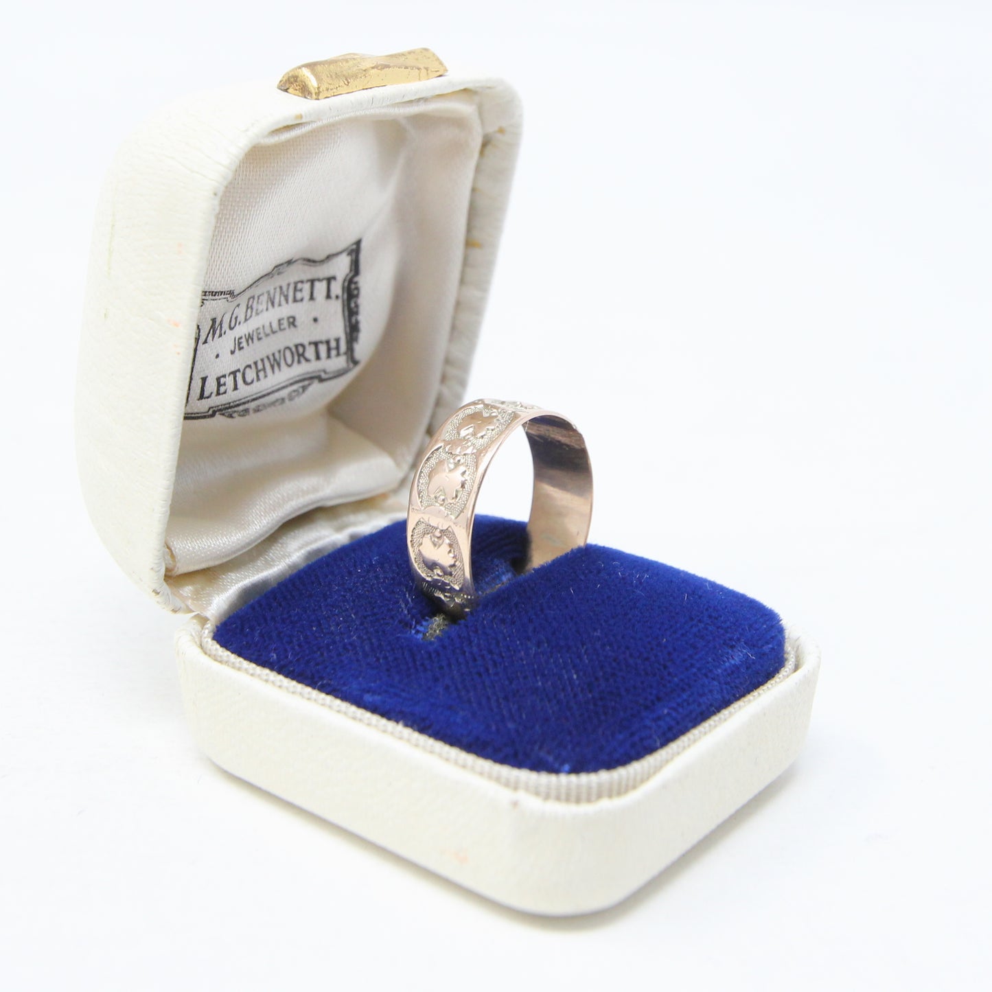 Antique Victorian Solid 9ct 9k Gold Patterned Engraved Cigar Band Ring Size L