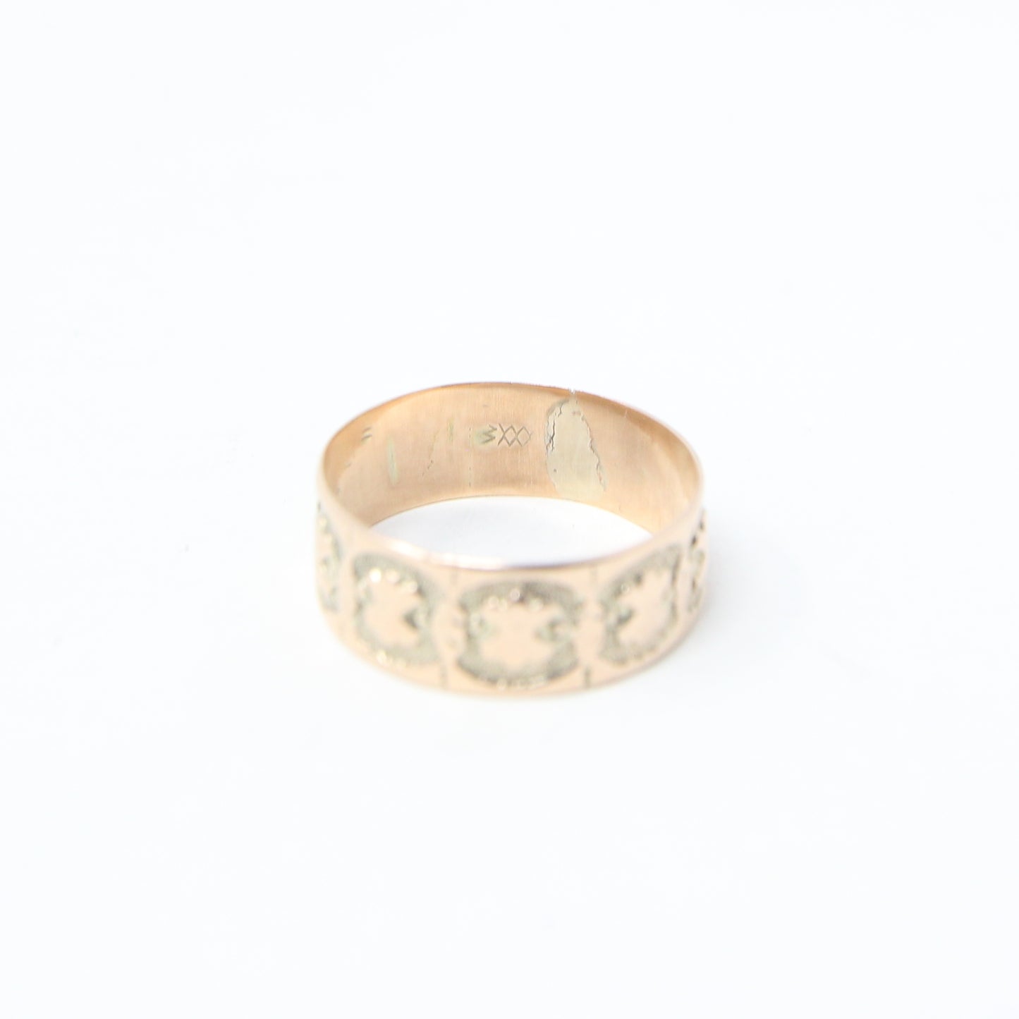 Antique Victorian Solid 9ct 9k Gold Patterned Engraved Cigar Band Ring Size L