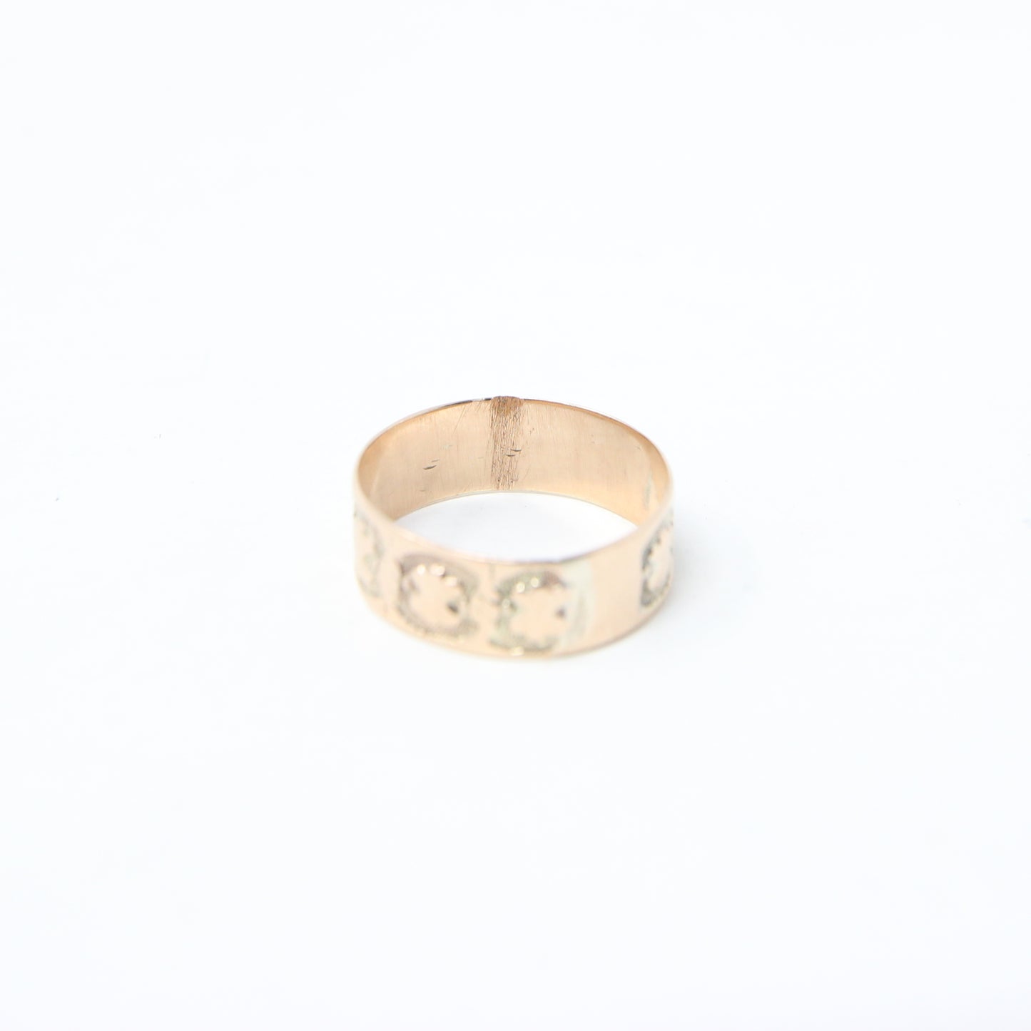 Antique Victorian Solid 9ct 9k Gold Patterned Engraved Cigar Band Ring Size L