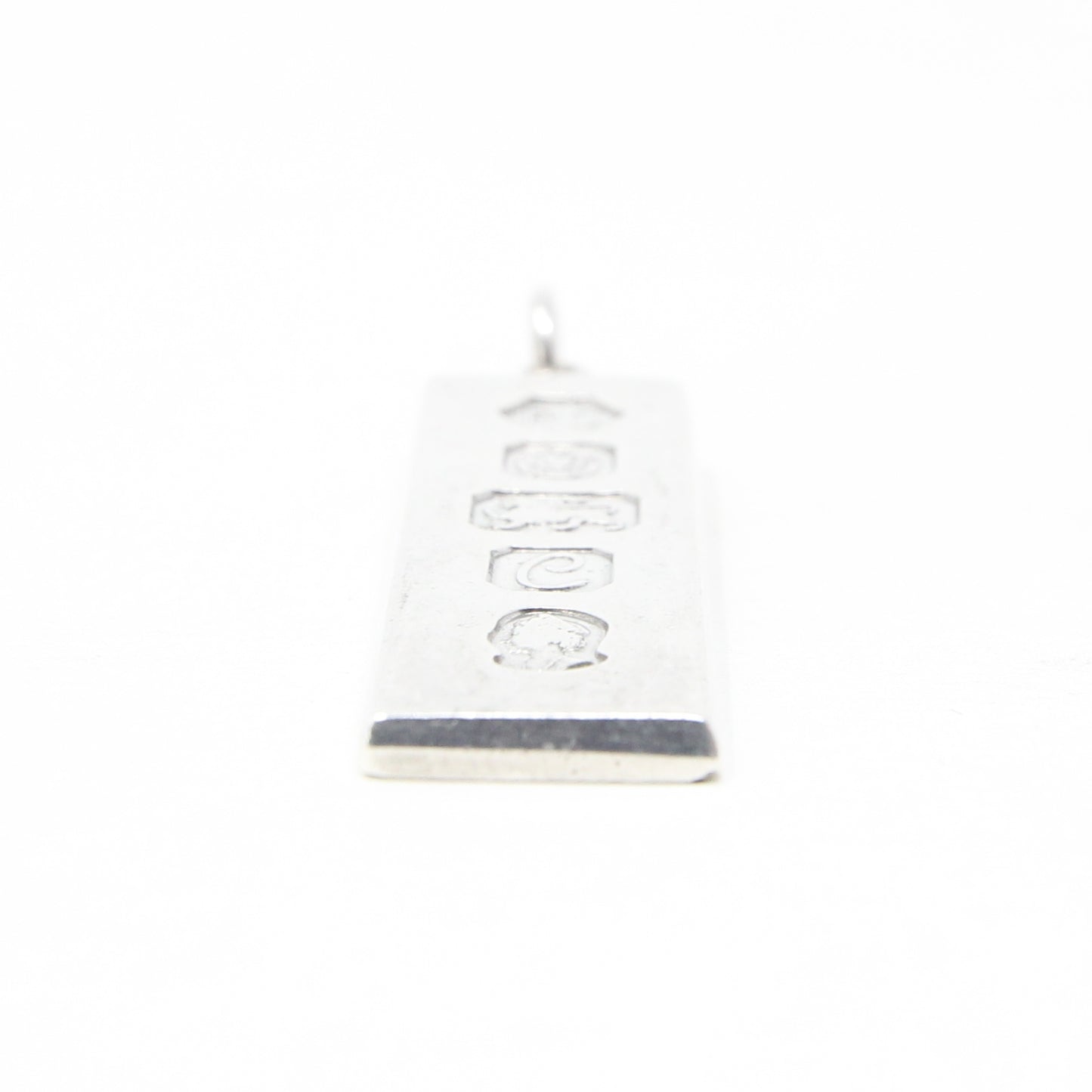 Vintage 1977 Sheffield Hallmarked Solid Sterling Silver Ingot Bar Pendant 15.6g 1