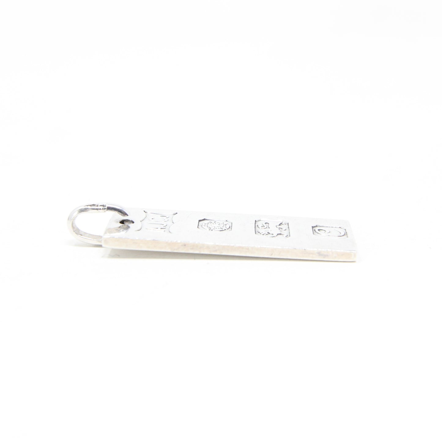 Vintage 1977 Sheffield Hallmarked Solid Sterling Silver Ingot Bar Pendant 8.9g 2
