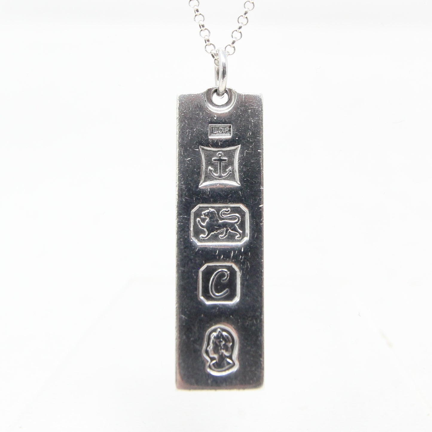 Vintage 1977 Birmingham Hallmarked Solid Sterling Silver Ingot Bar Pendant 15g 3