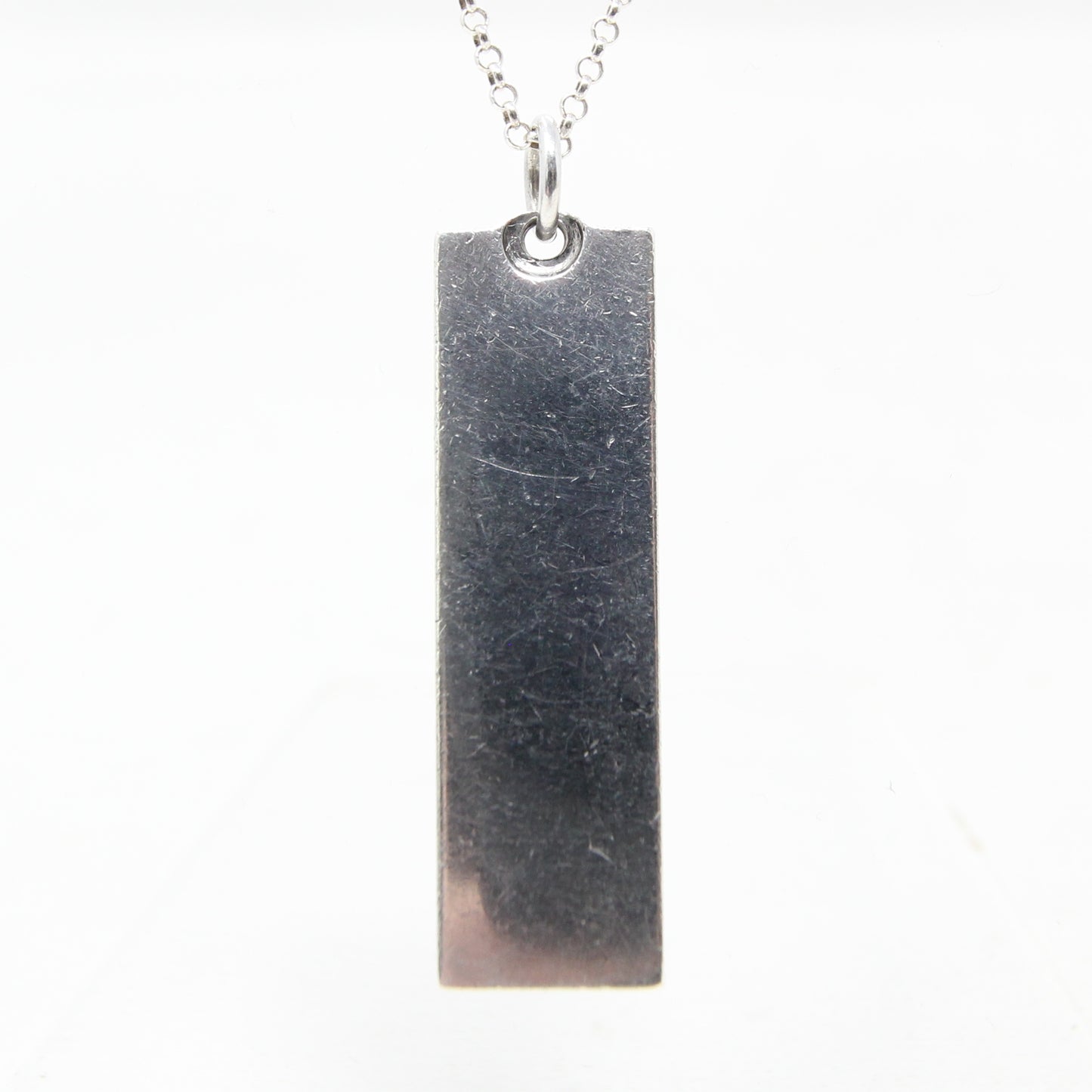 Vintage 1977 Birmingham Hallmarked Solid Sterling Silver Ingot Bar Pendant 15g 3