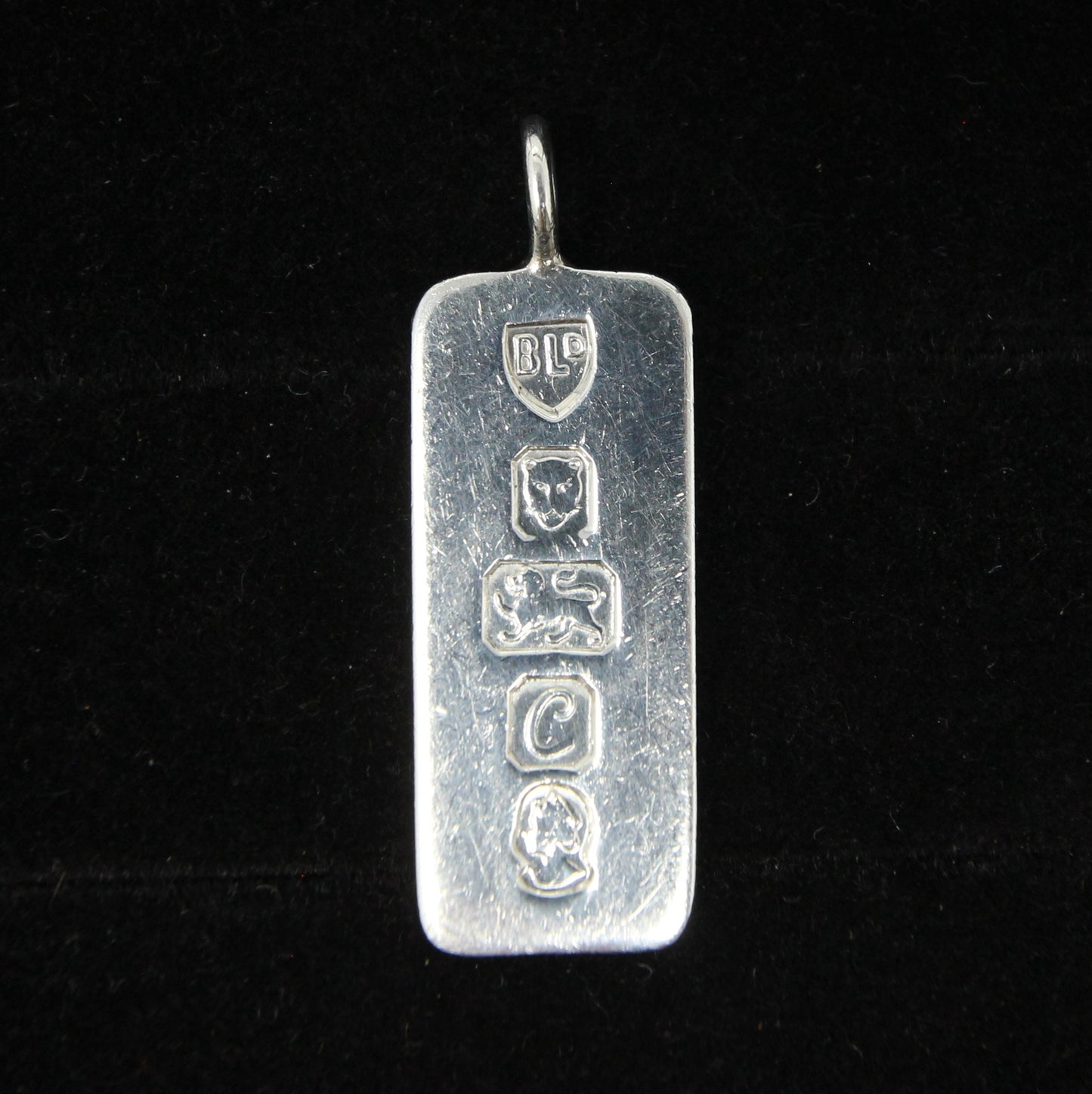 Vintage 1977 London Hallmarked Solid Sterling Silver Ingot Bar Pendant 14.6g 5