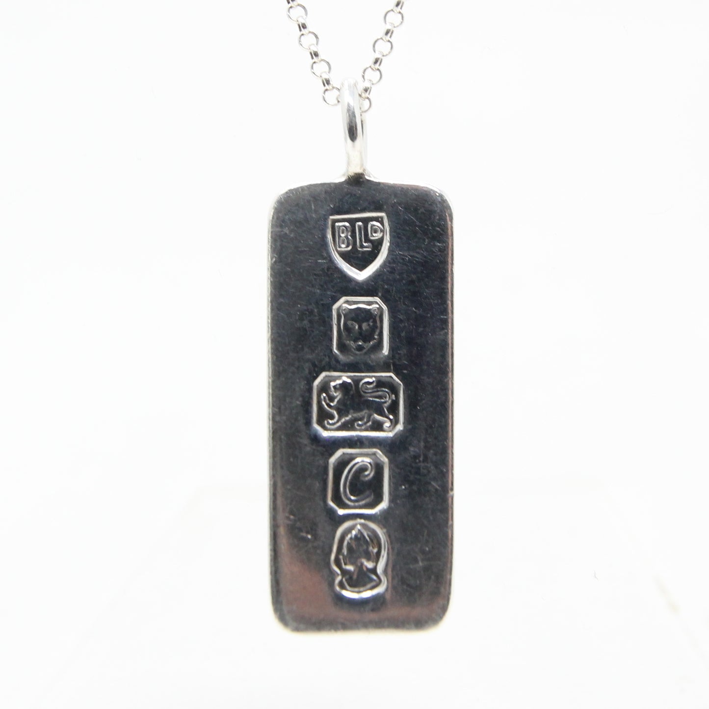 Vintage 1977 London Hallmarked Solid Sterling Silver Ingot Bar Pendant 14.6g 5