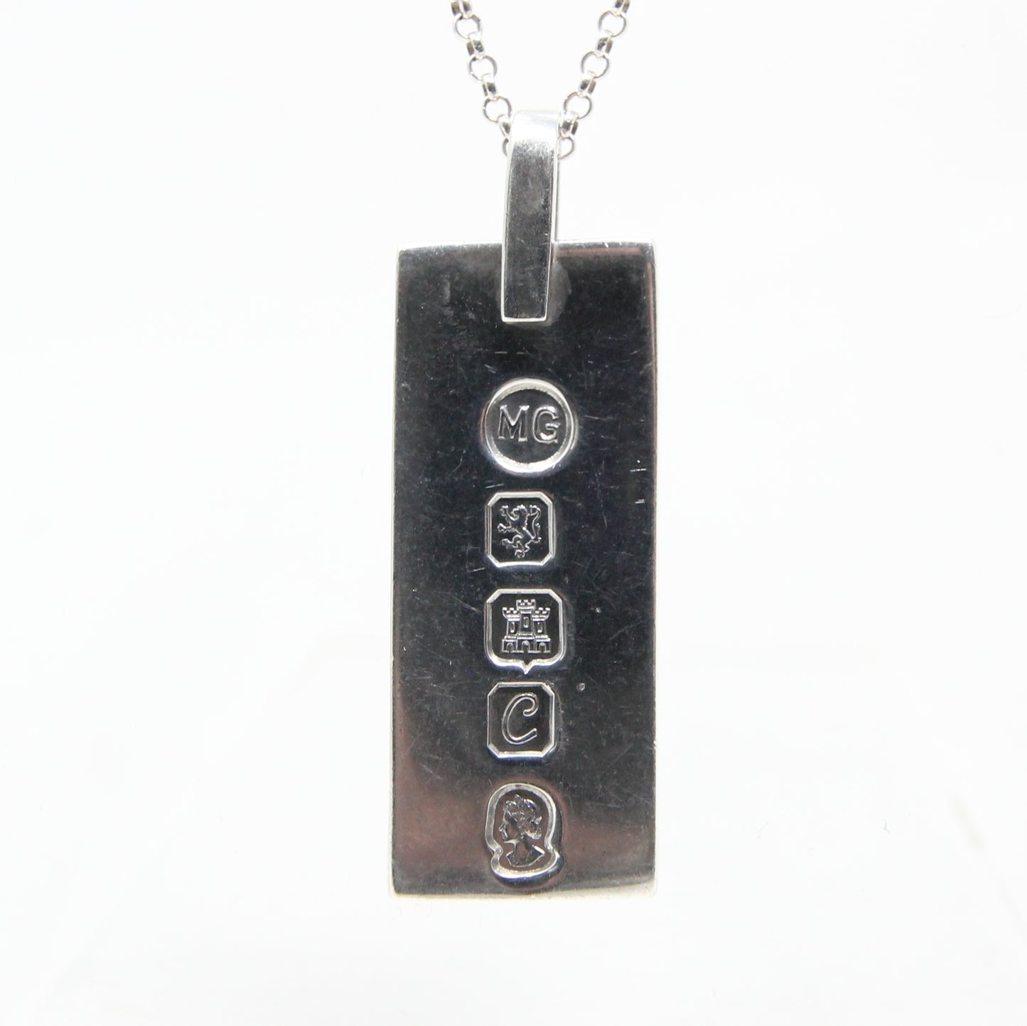 Vintage 1977 Edinburgh Hallmarked Solid Sterling Silver Ingot Bar Pendant 15.8g 6