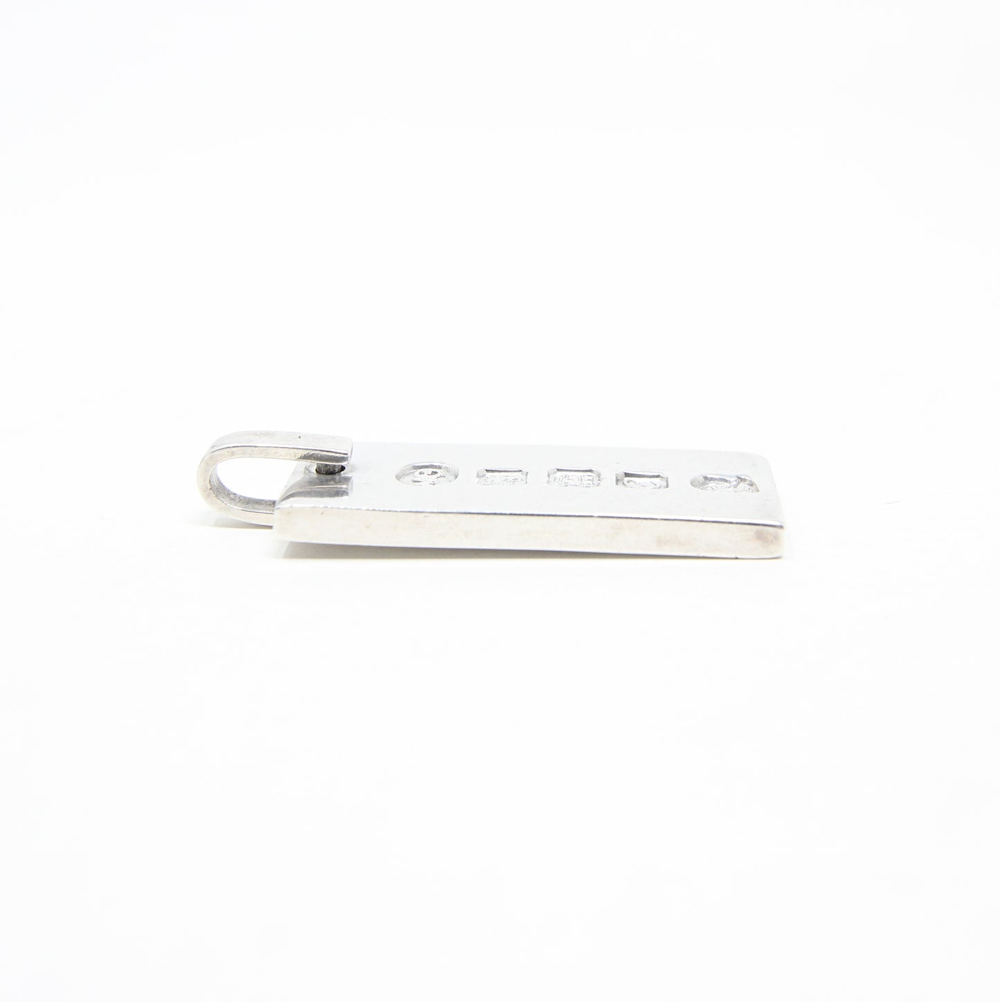 Vintage 1977 Edinburgh Hallmarked Solid Sterling Silver Ingot Bar Pendant 15.8g 6