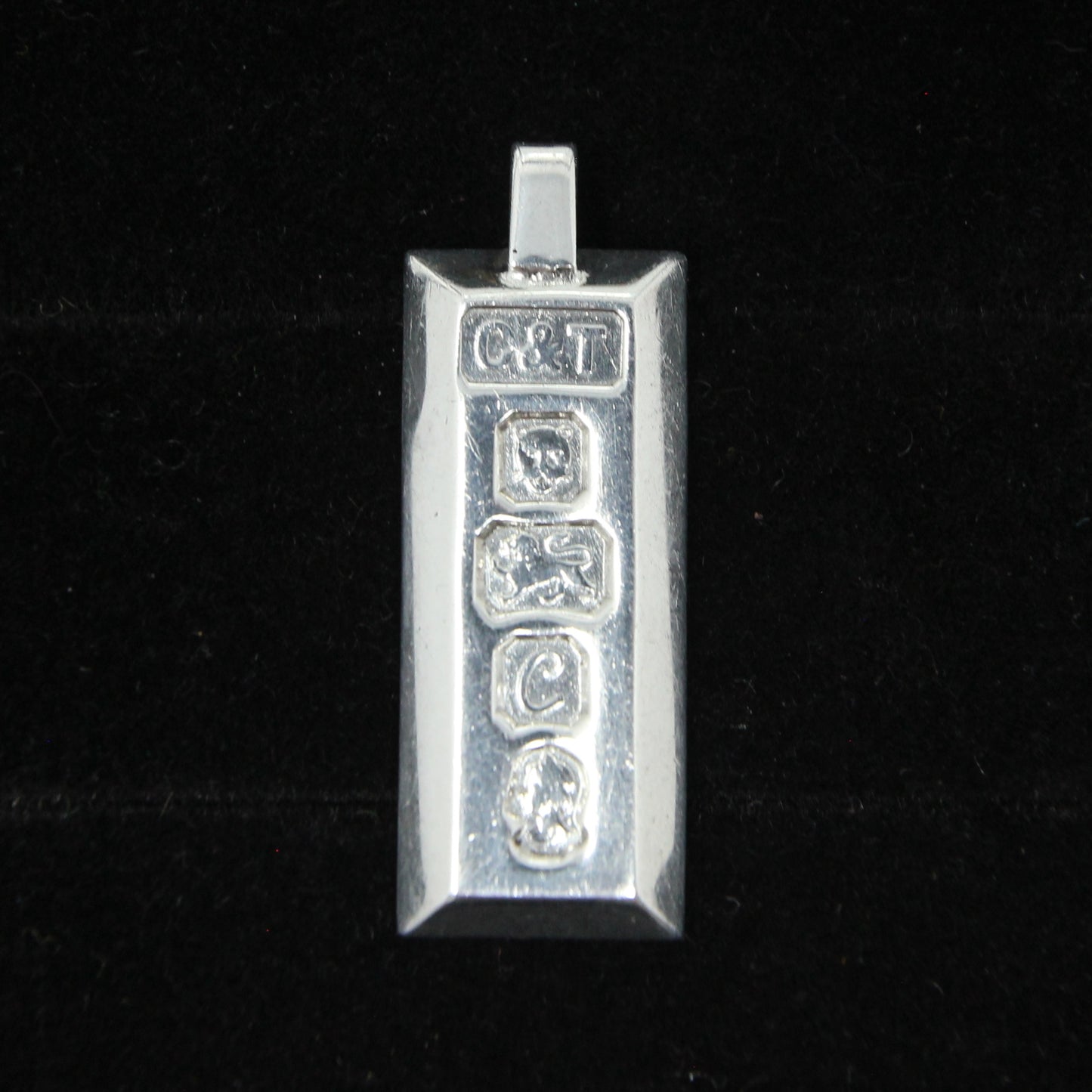 Vintage 1977 London Hallmarked Solid Sterling Silver Ingot Bar Pendant 15.4g 8