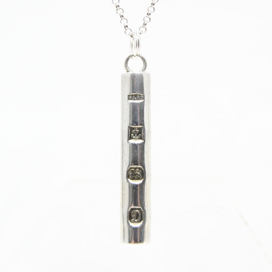 Vintage 1978 Birmingham Hallmarked Solid Sterling Silver Ingot Bar Pendant 11.5g 9