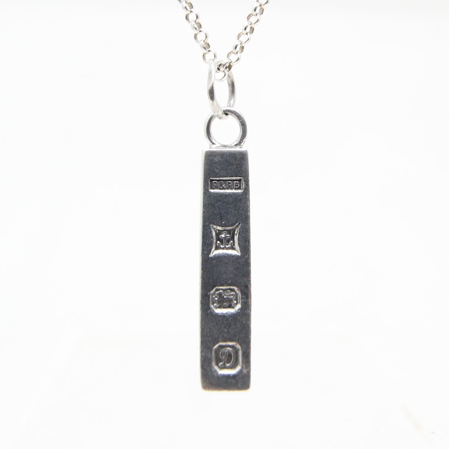 Vintage 1978 Birmingham Hallmarked Solid Sterling Silver Ingot Bar Pendant 3.2g 10